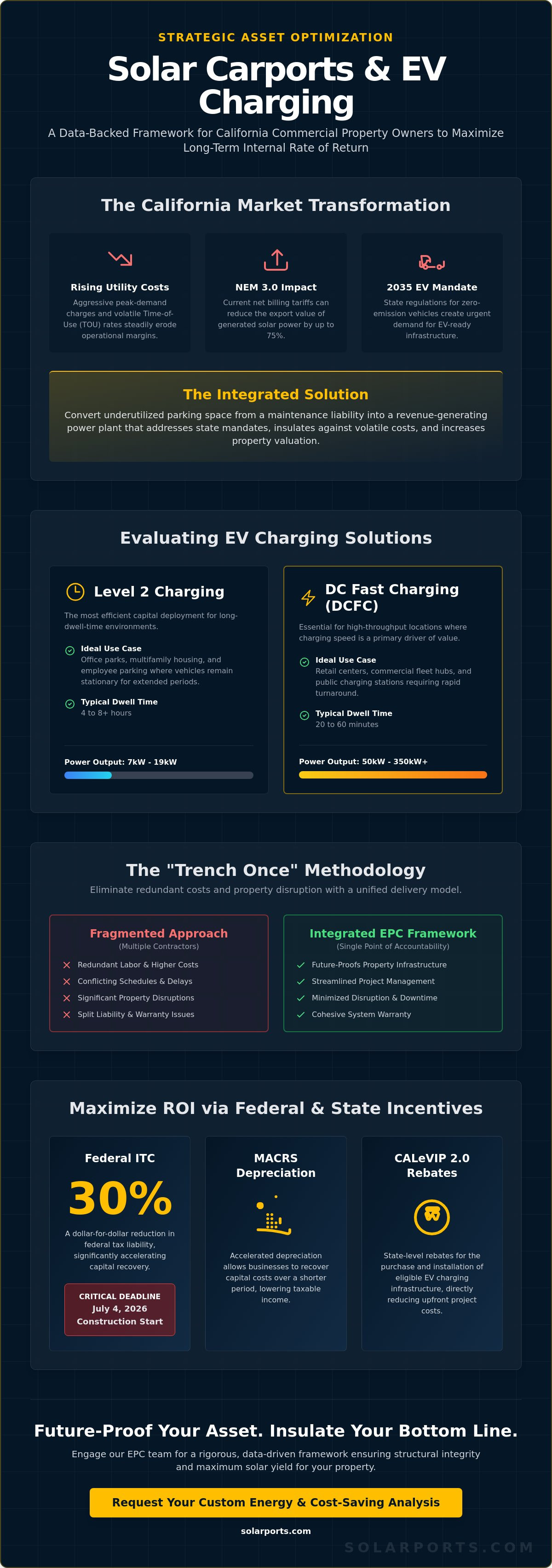 Commercial Solar Carport with EV Charging in California: A Strategic 2026 Comparison