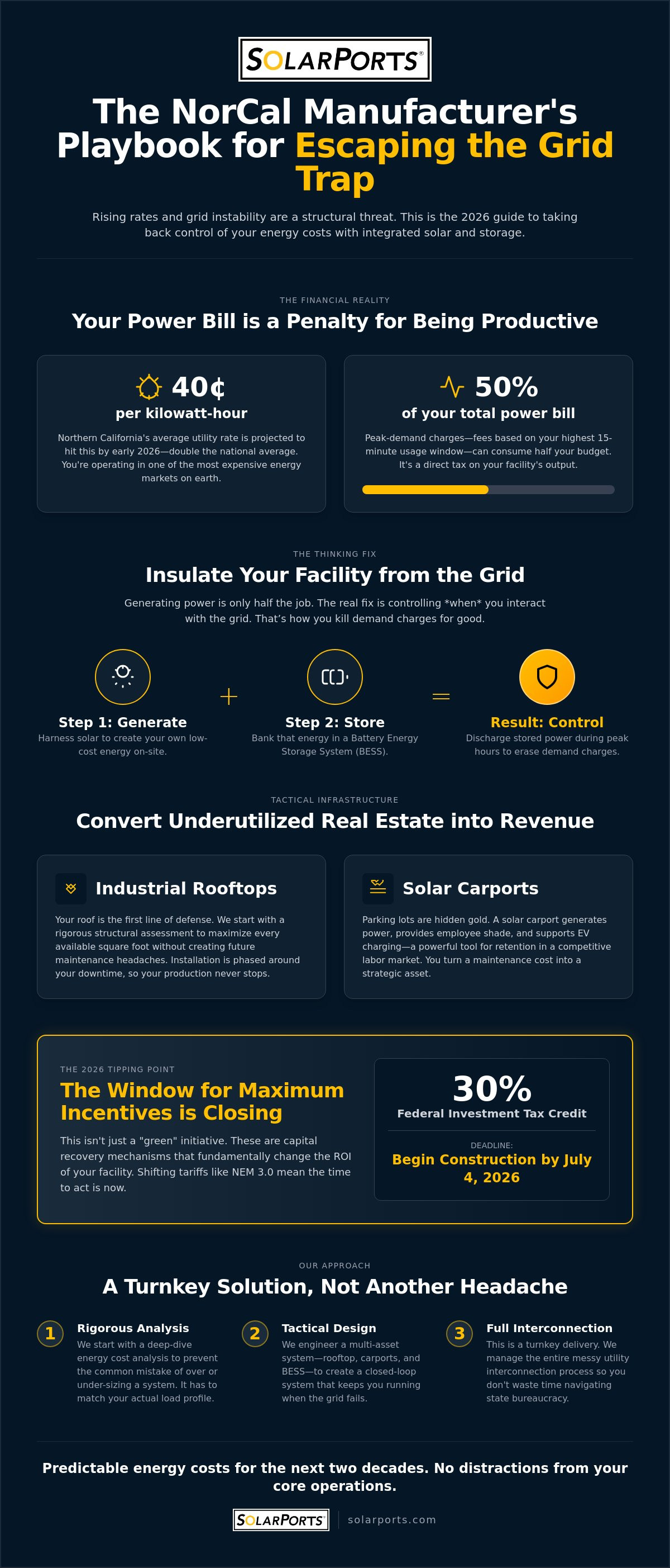 Solar for Manufacturing Facilities in Northern California: A Strategic 2026 Financial Hedge