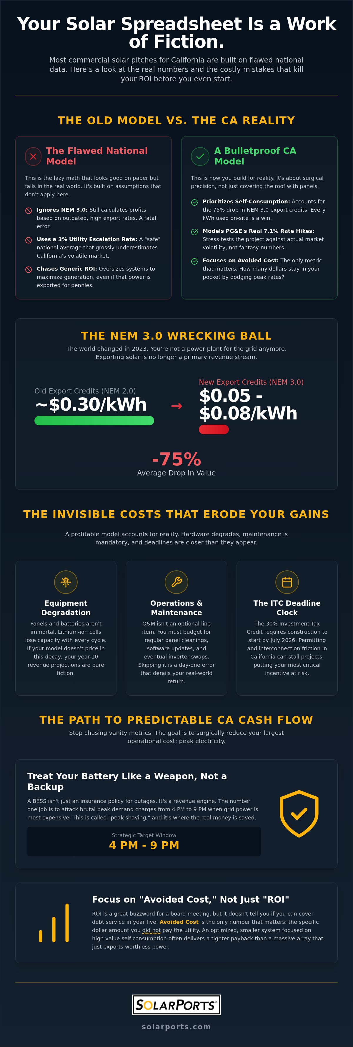 Commercial Solar Financial Modeling Mistakes: The Unfiltered 2026 Reality for CA Property Owners