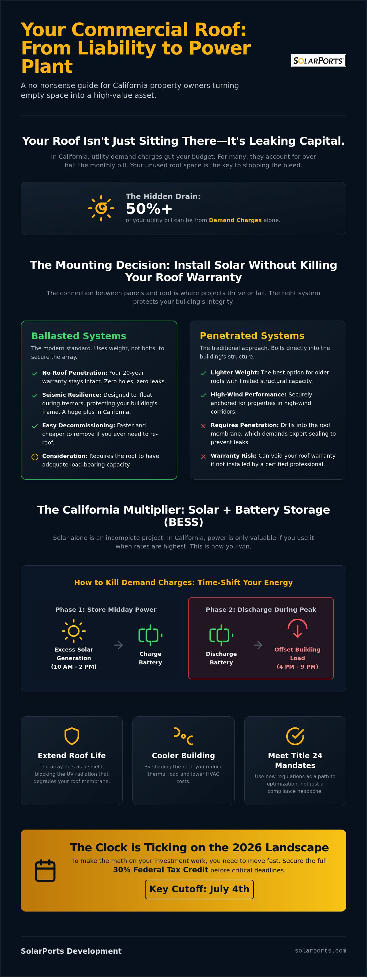 Flat Roof Commercial Solar: 2026 CA Property Guide