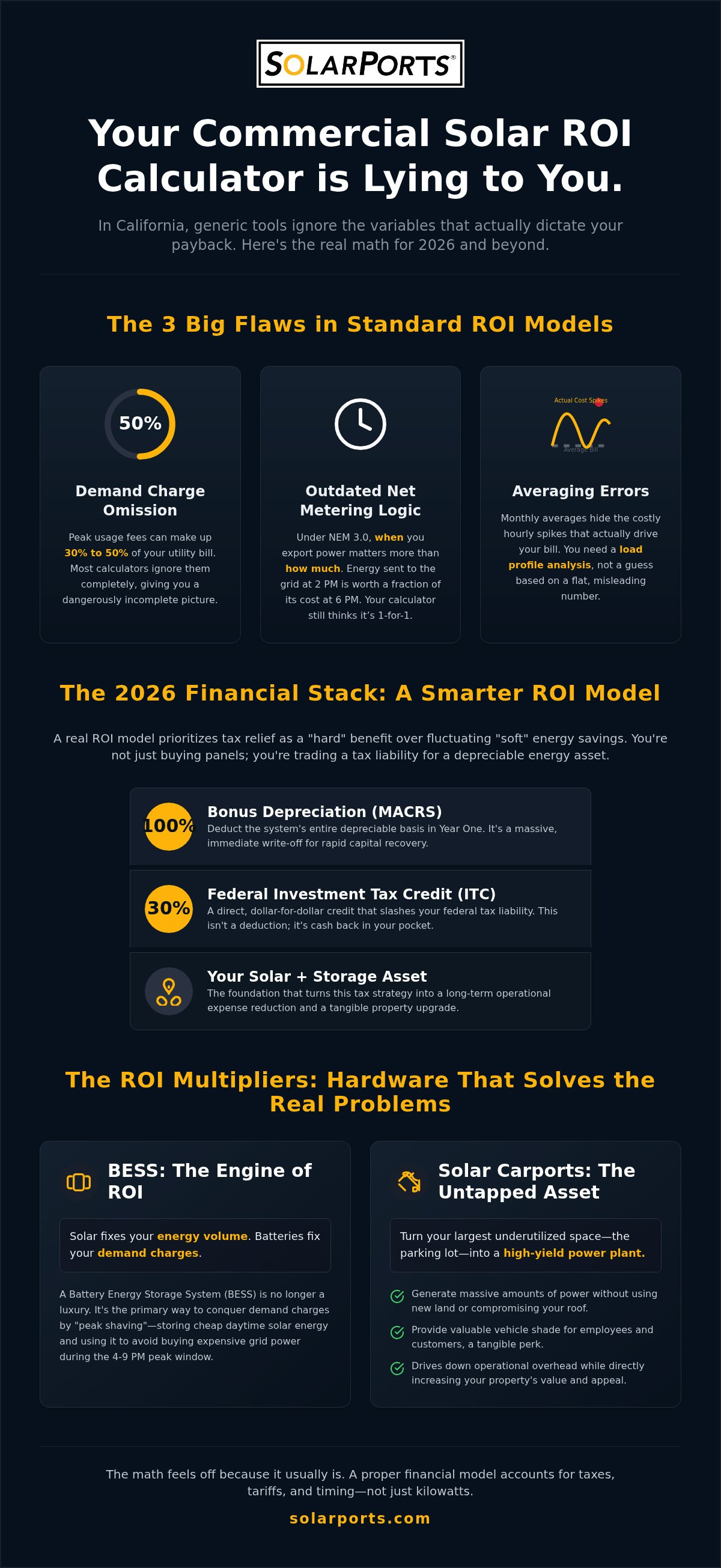 Commercial Solar ROI Calculator California: The 2026 Strategic Reality