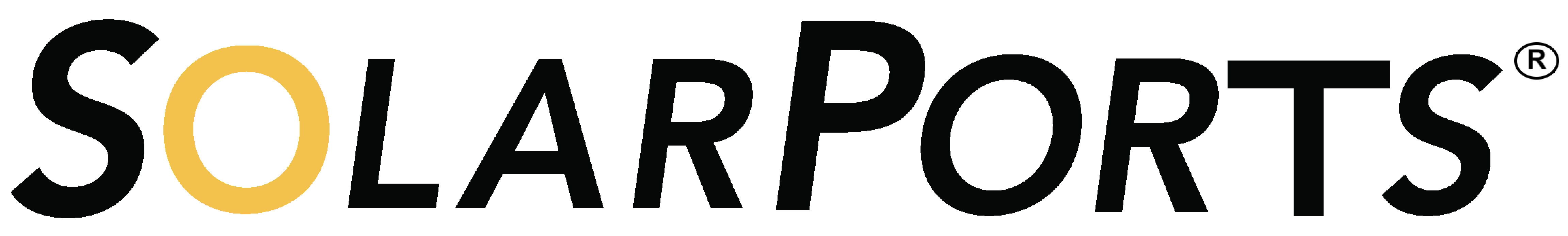SolarPorts logo featuring bold text and a yellow circle