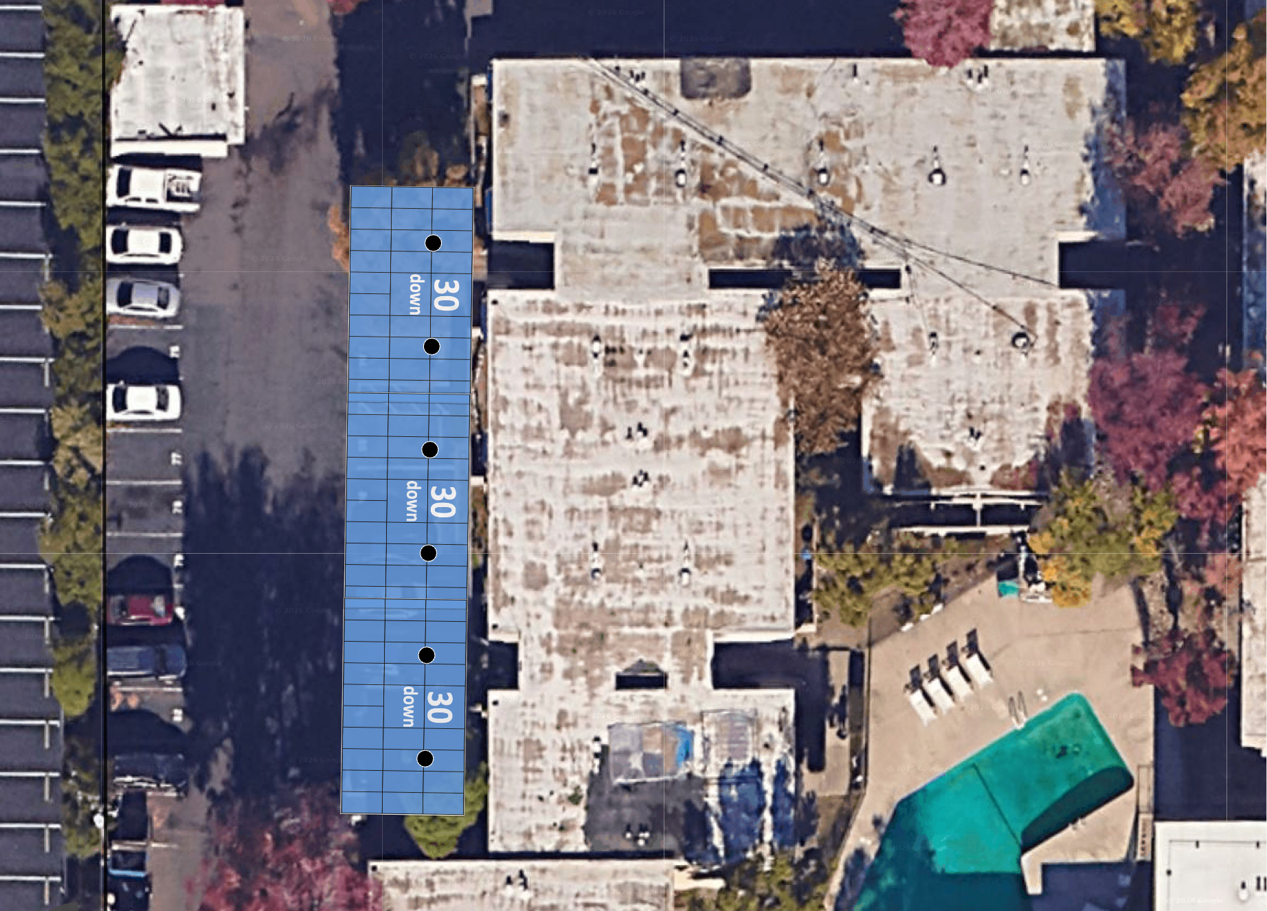 System layout — solar carports at SACRAMENTO
