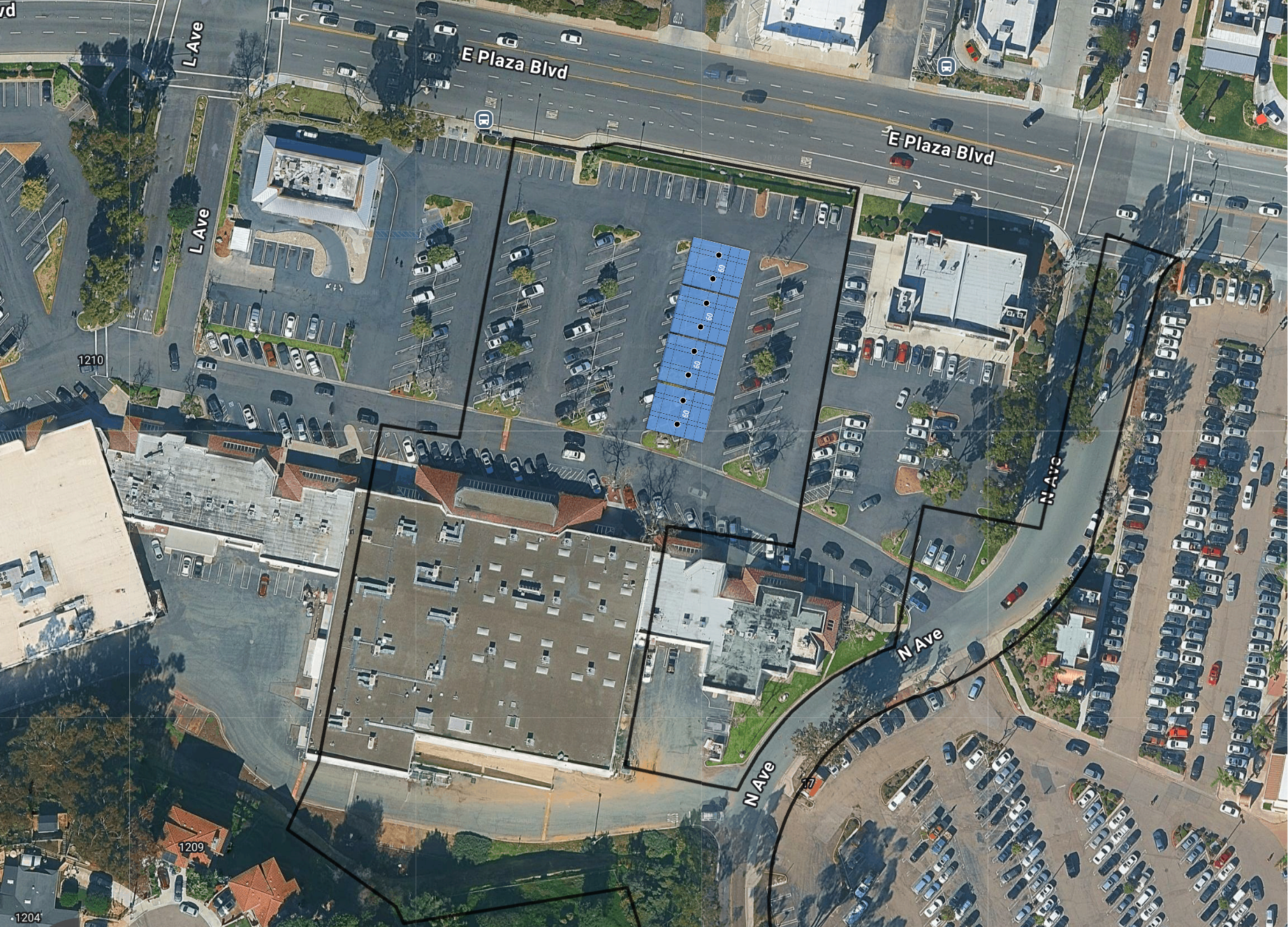 System layout — solar carports at NATIONAL CITY