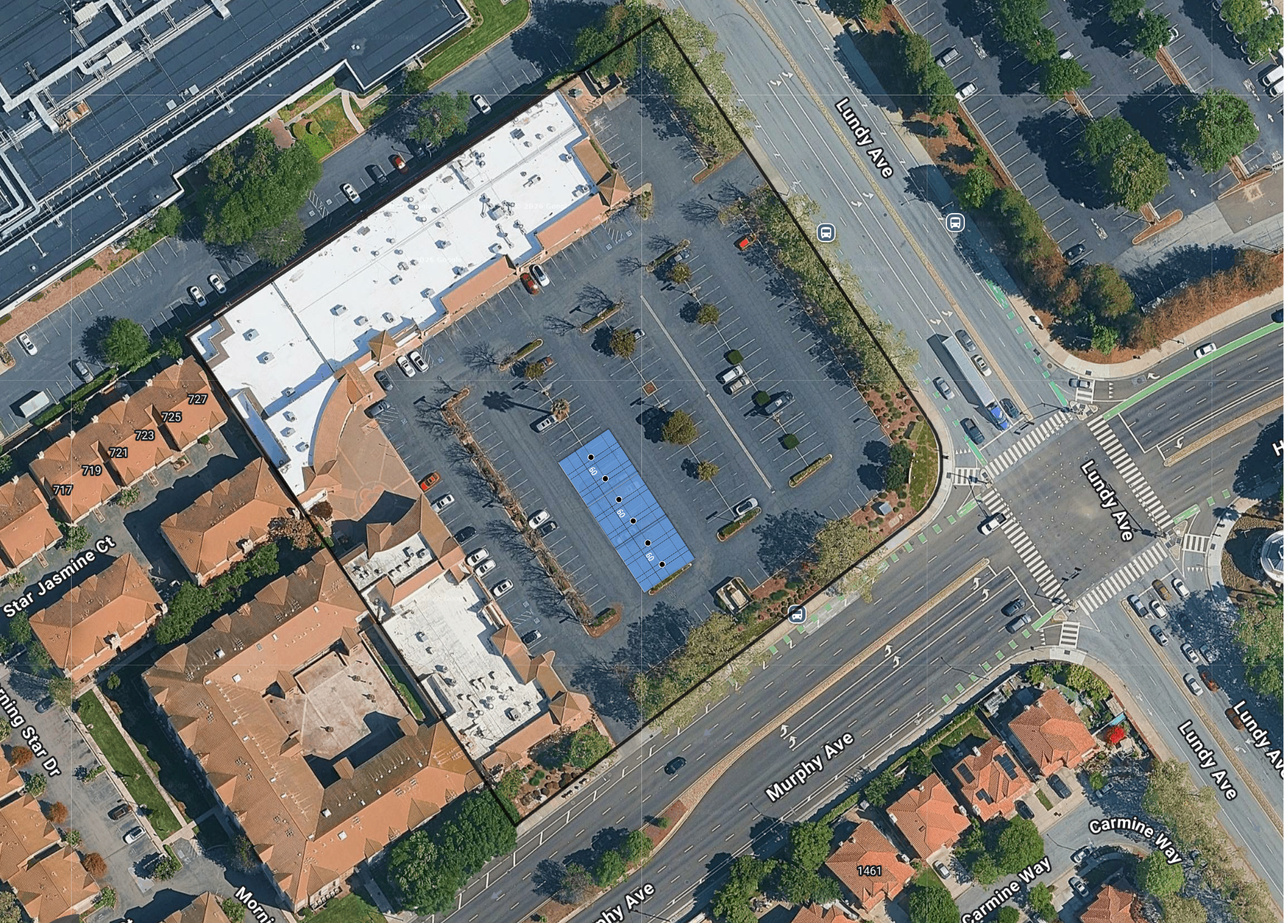 System layout — solar carports at SAN JOSE