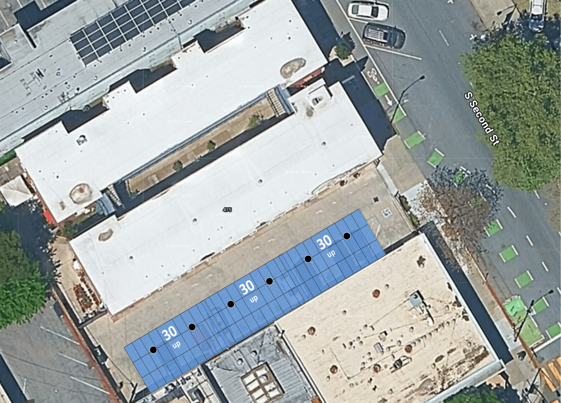 System layout — solar carports at San Jose