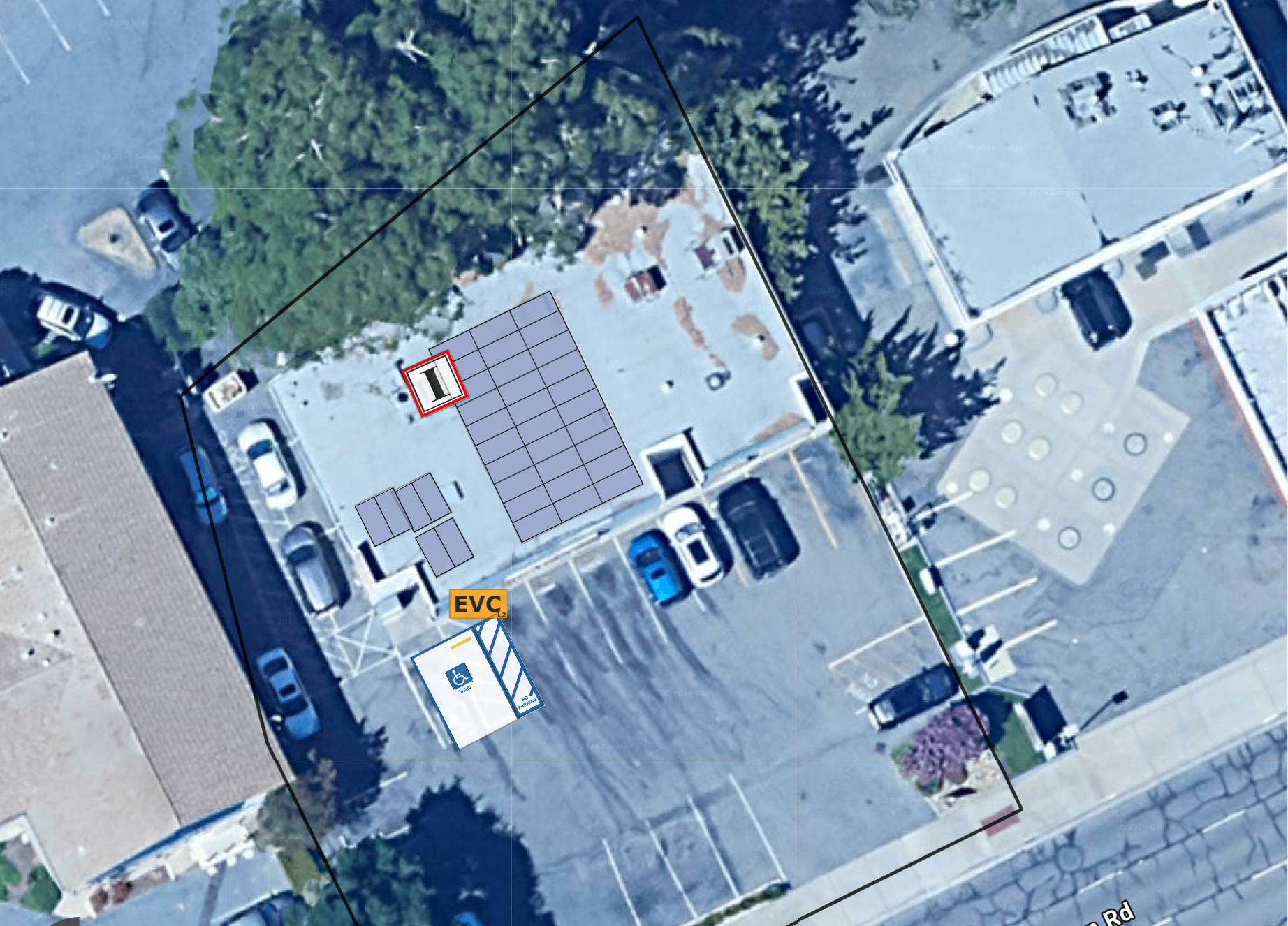 System layout — rooftop arrays at SAN RAMON