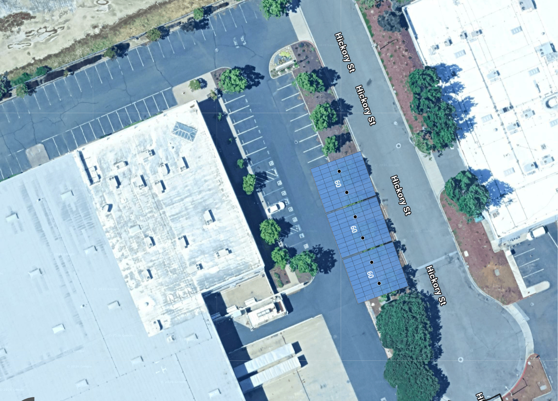 System layout — solar carports at NEWARK