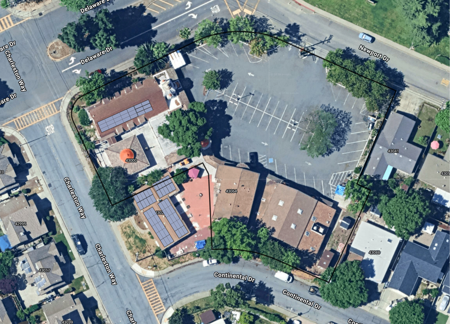 System layout — rooftop arrays at San Jose