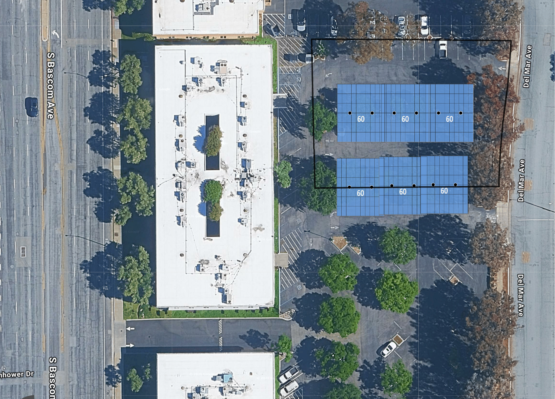 System layout — solar carports at SAN JOSE