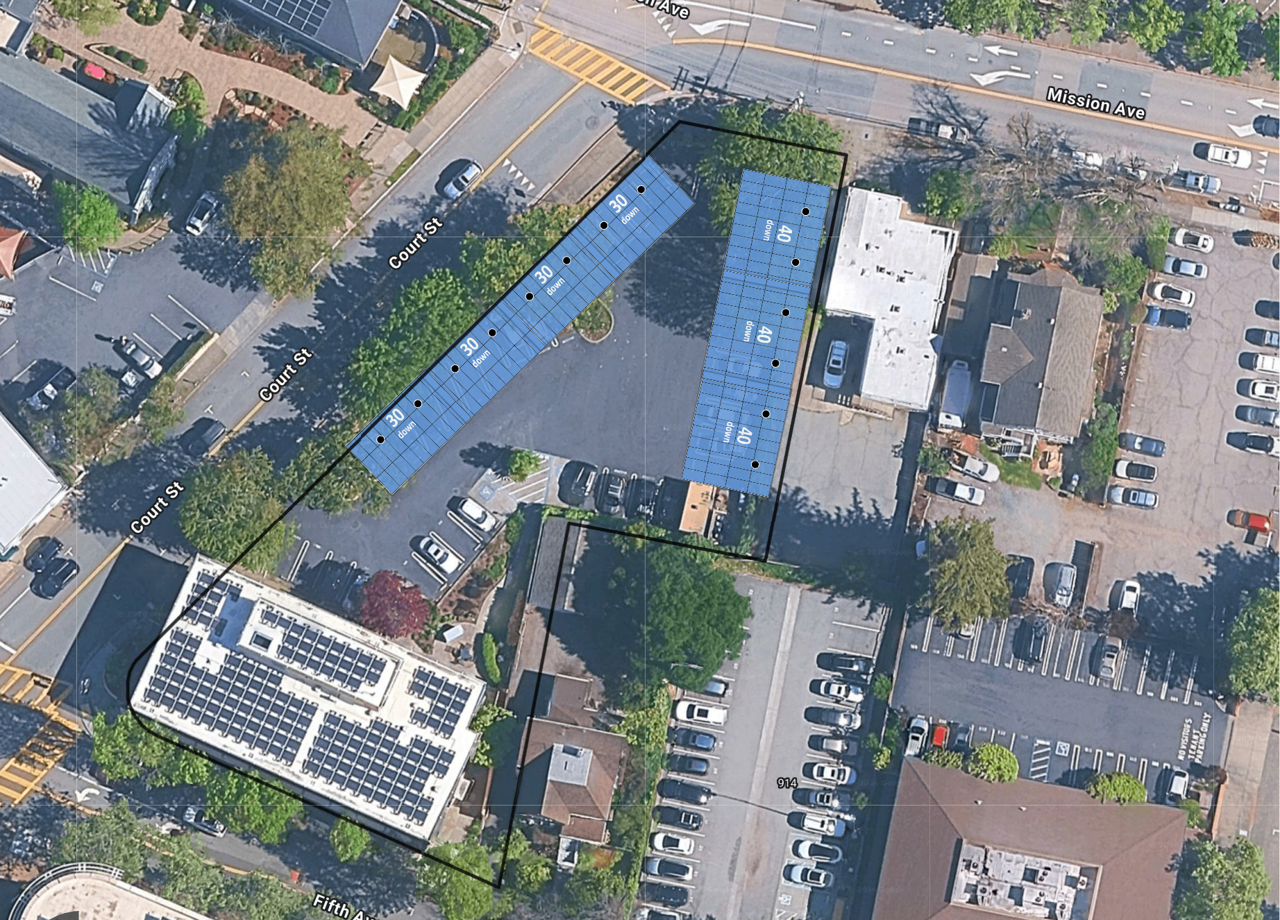 System layout — solar carports at SAN RAFAEL