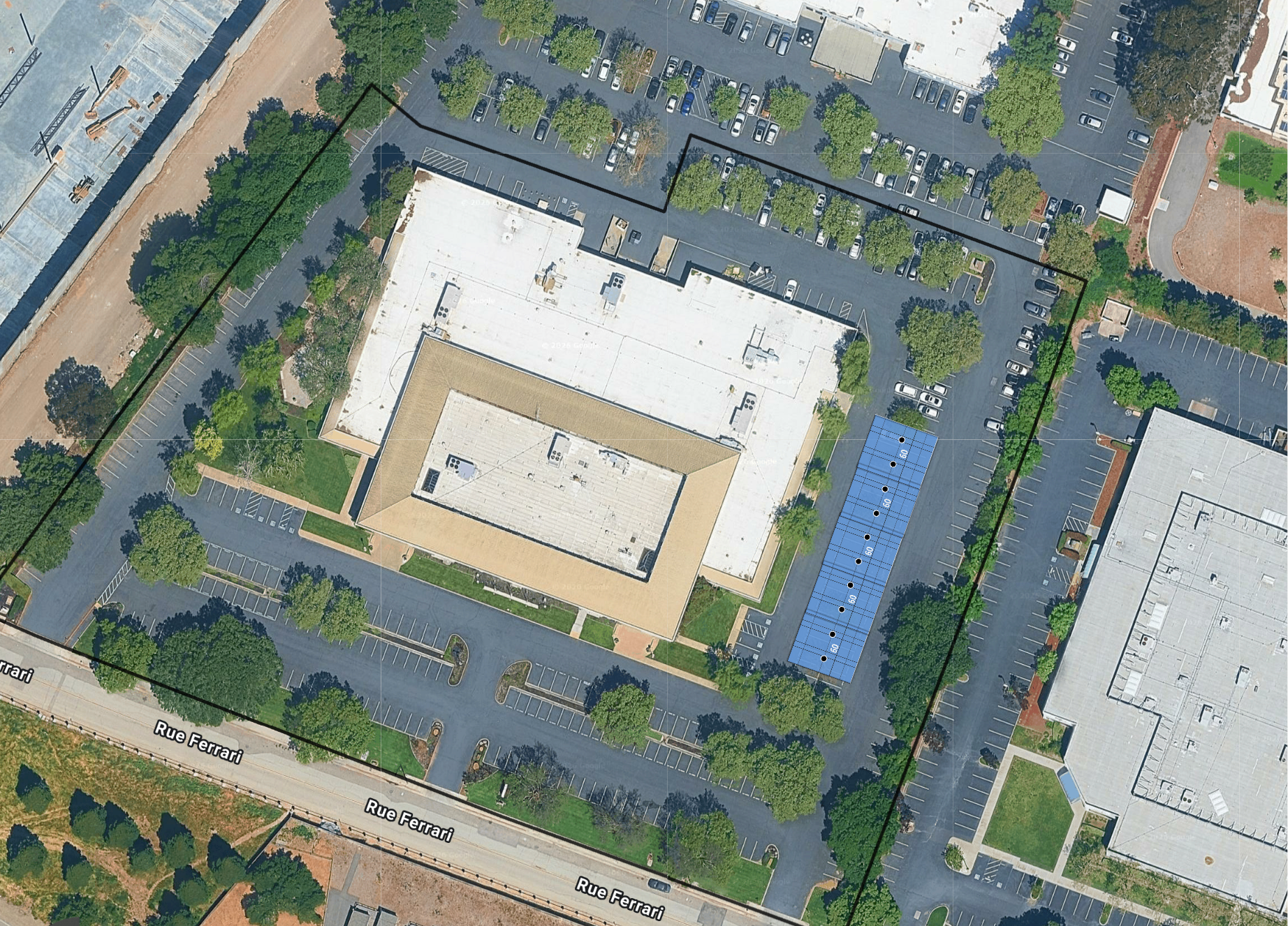 System layout — solar carports at SAN JOSE