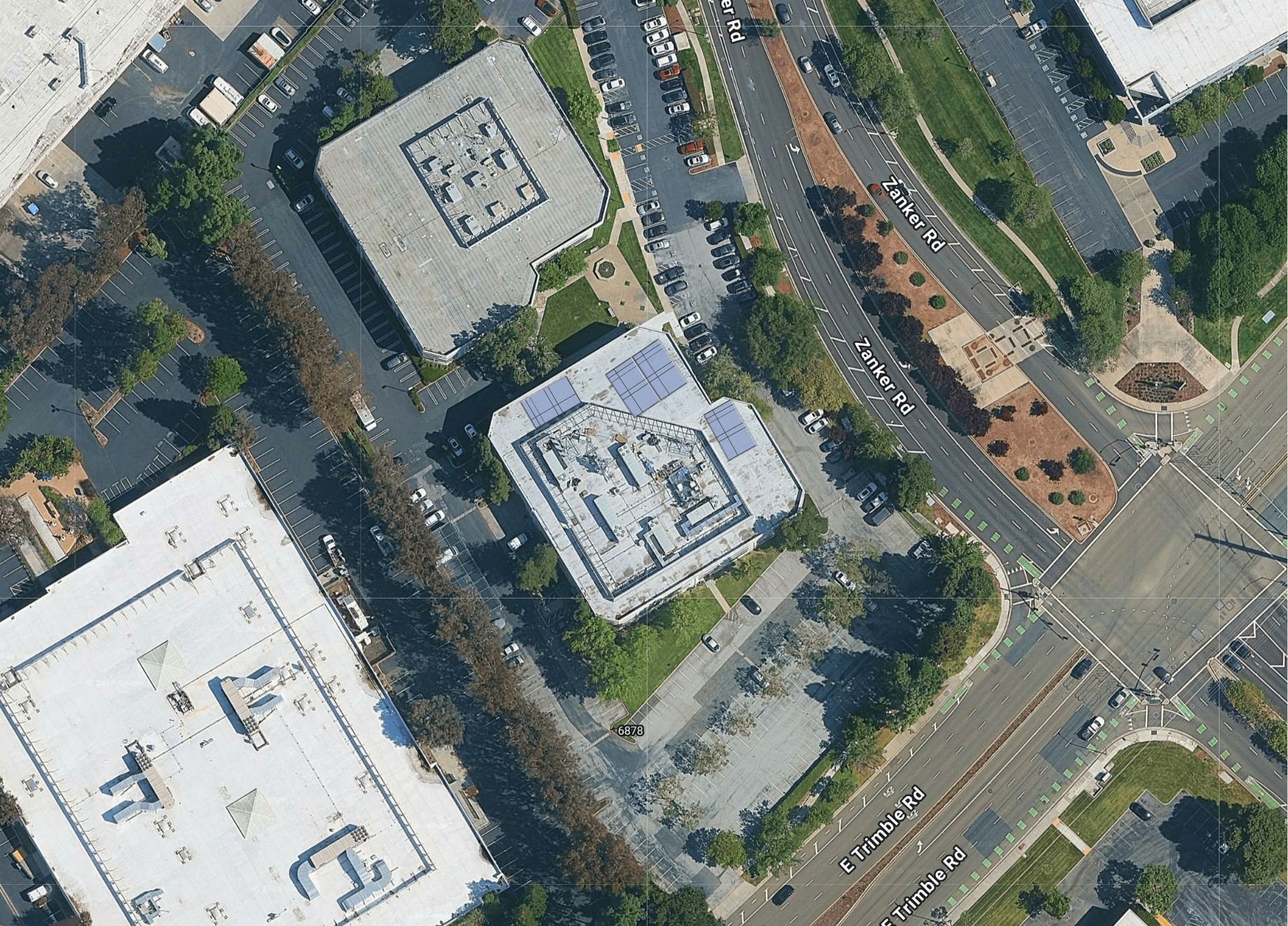 System layout — rooftop arrays at 