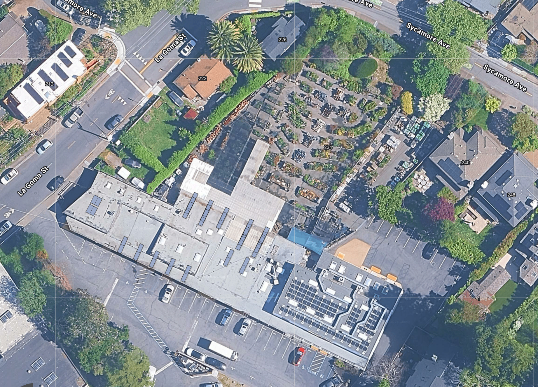 System layout — rooftop arrays at Mill Valley
