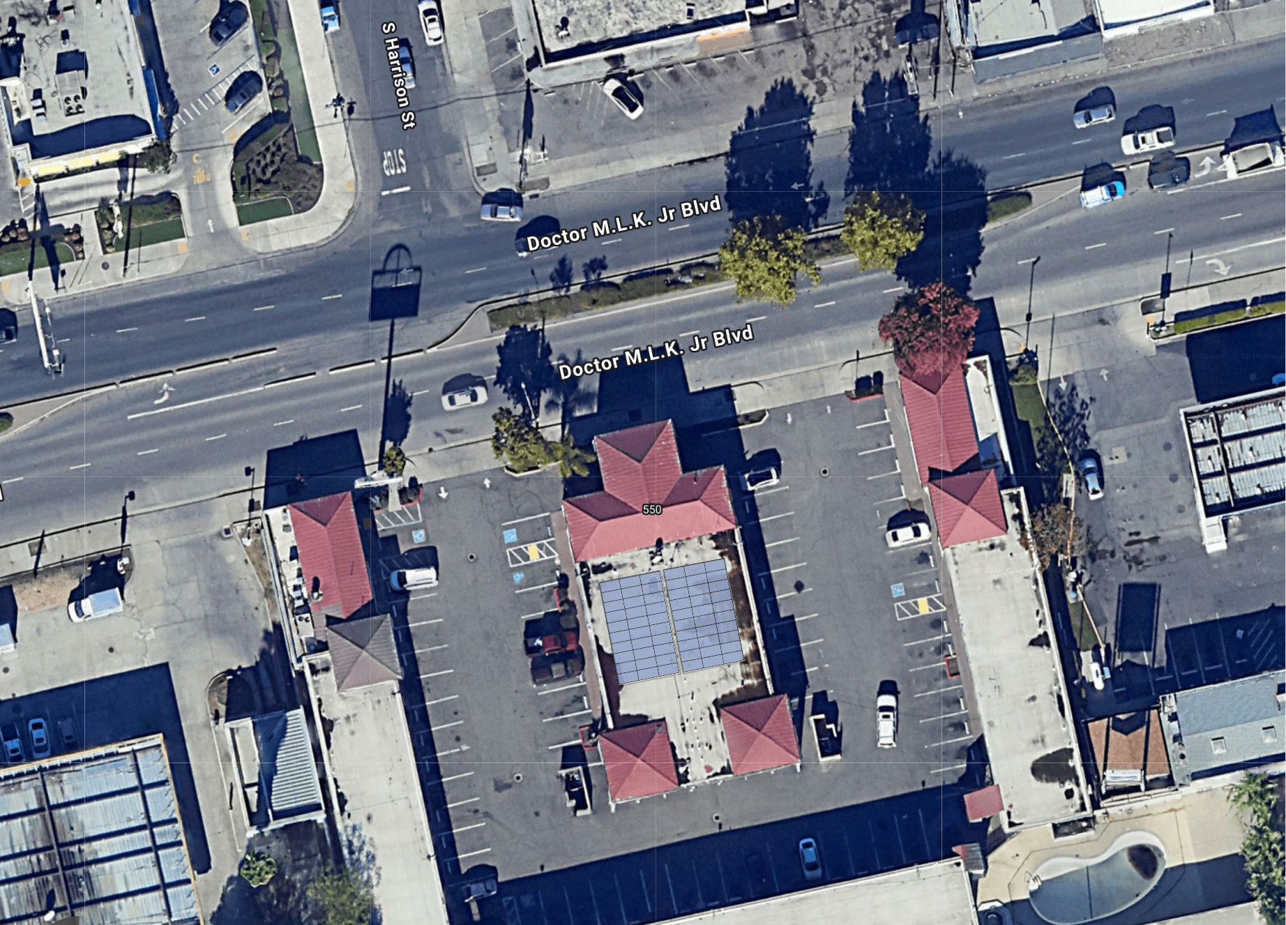 System layout — rooftop arrays at 