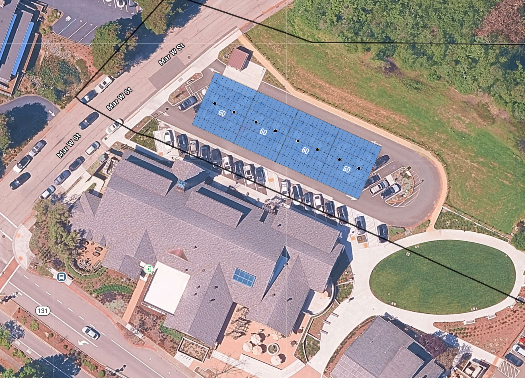 System layout — solar carports at TIBURON