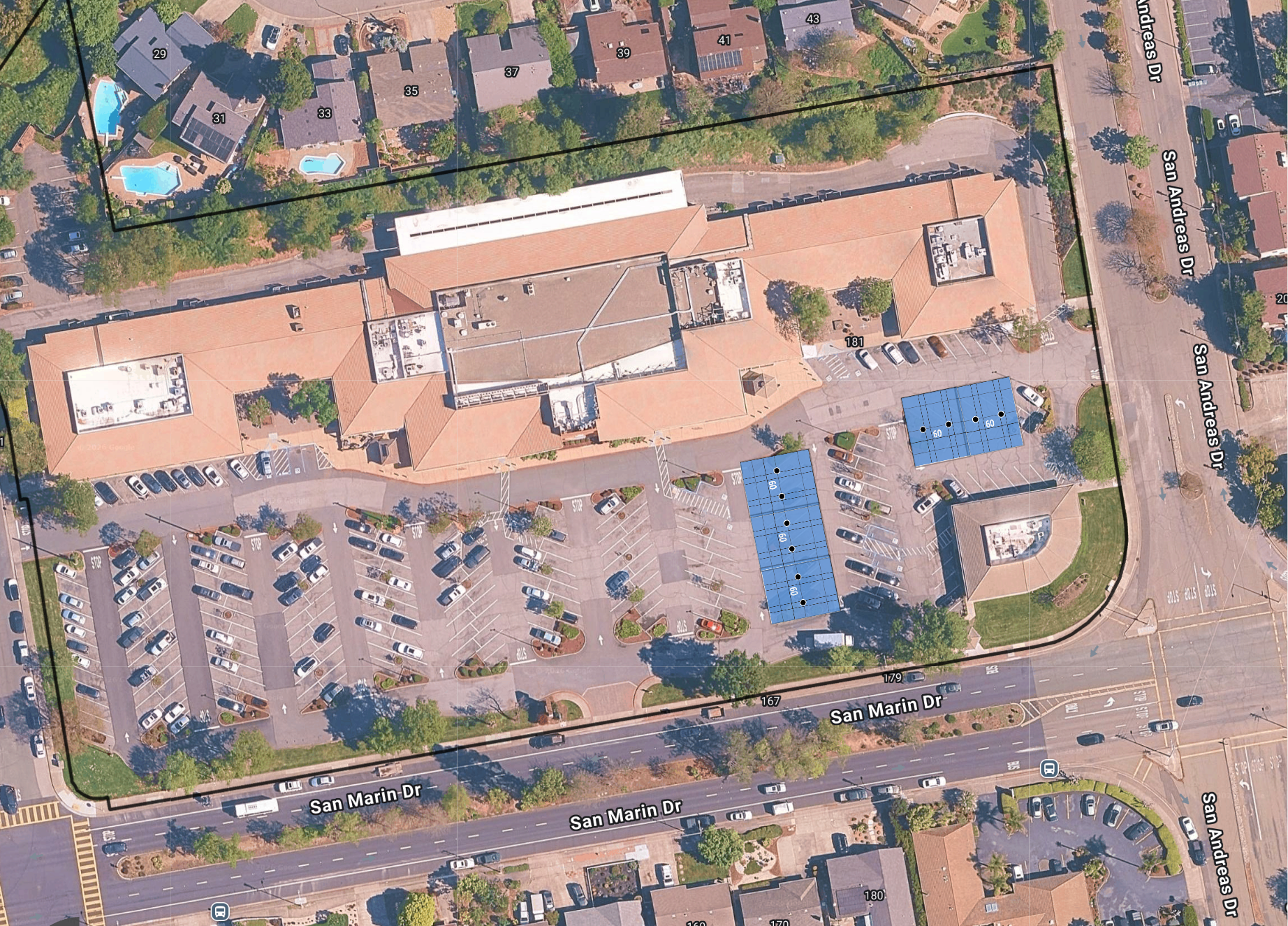 System layout — solar carports at NOVATO
