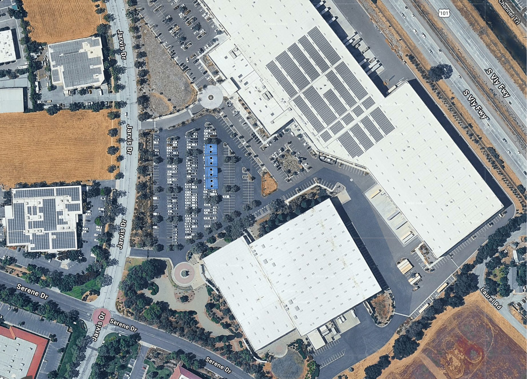 System layout — solar carports at Morgan Hill