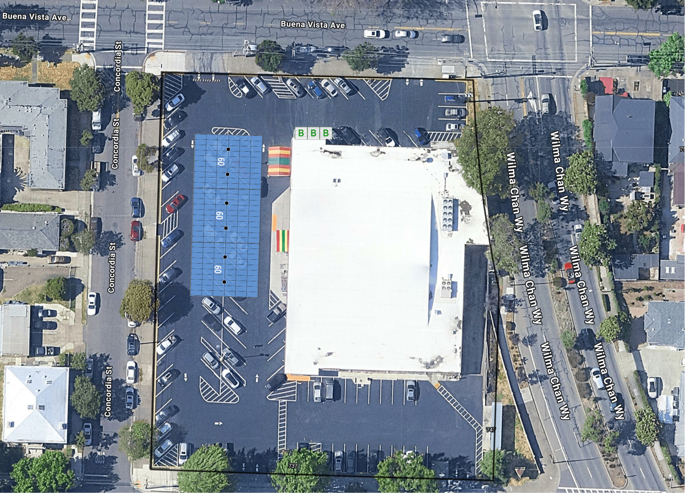 System layout — solar carports at ALAMEDA