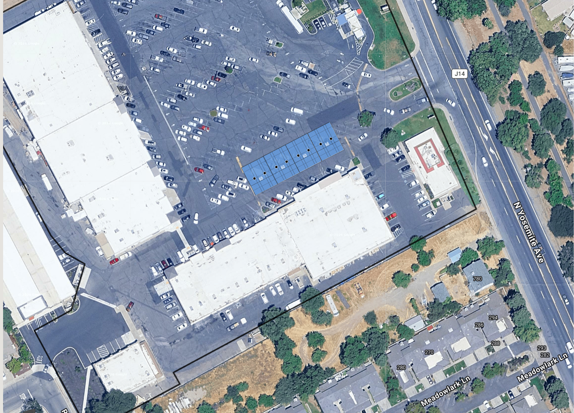 System layout — solar carports at OAKDALE