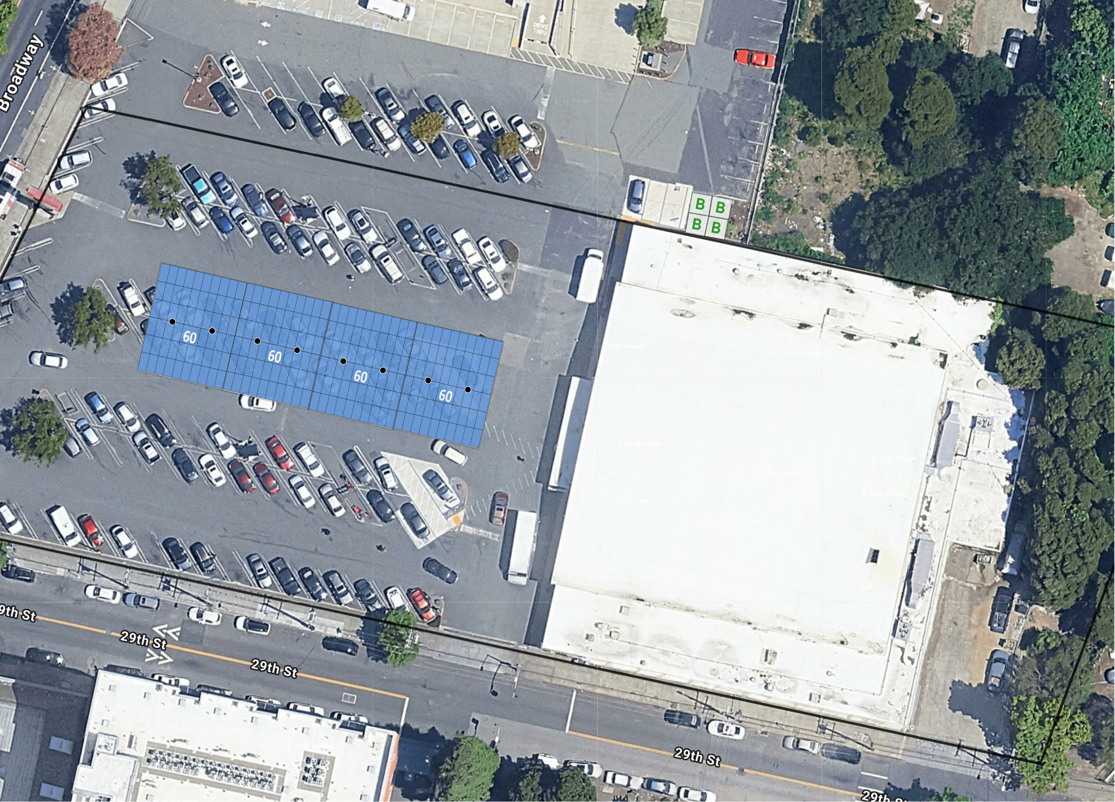 System layout — solar carports at OAKLAND