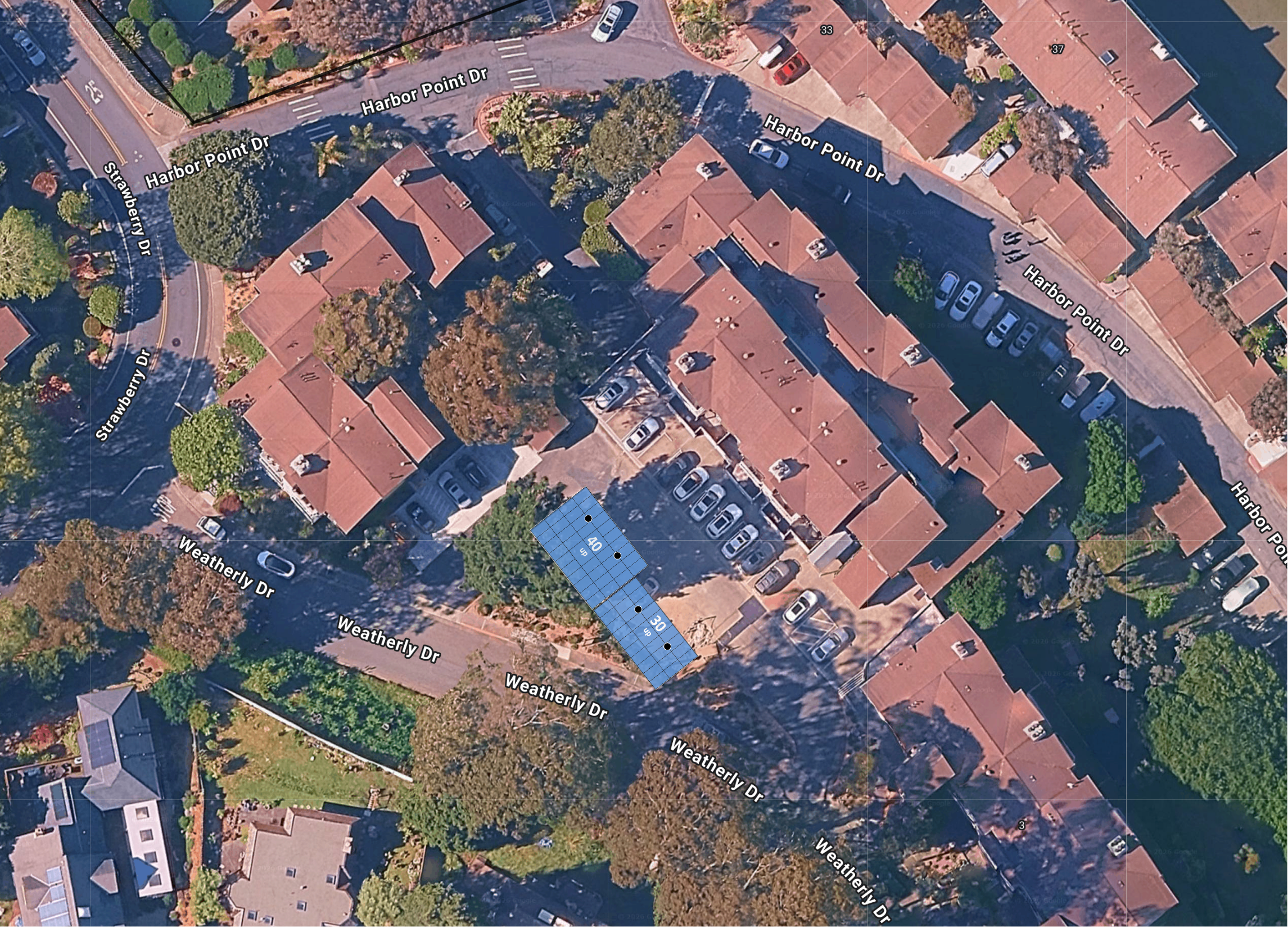System layout — solar carports at MILL VALLEY