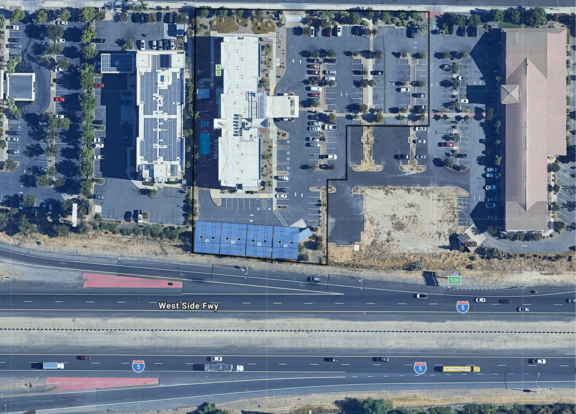 System layout — solar carports at WOODLAND