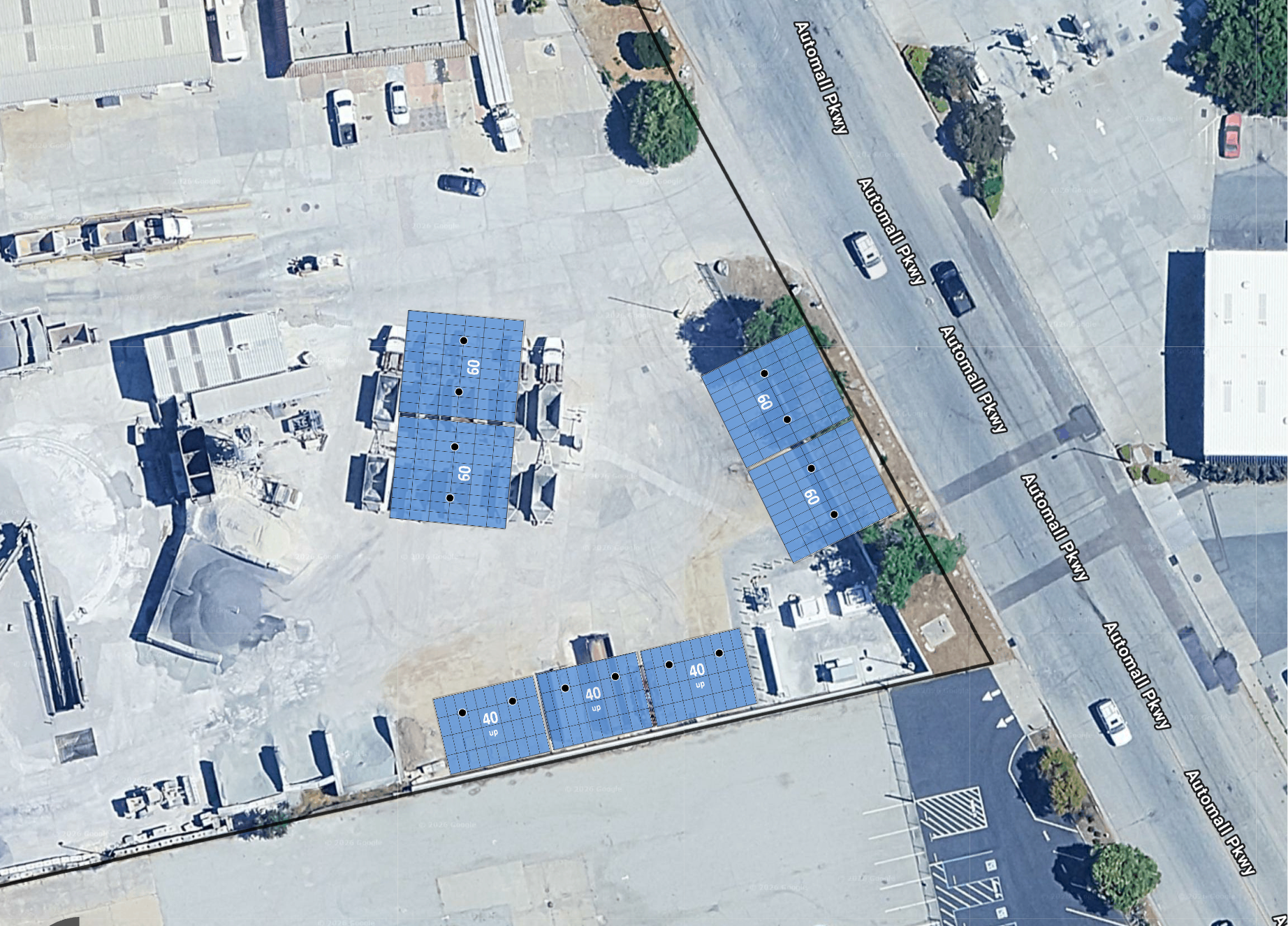 System layout — solar carports at GILROY