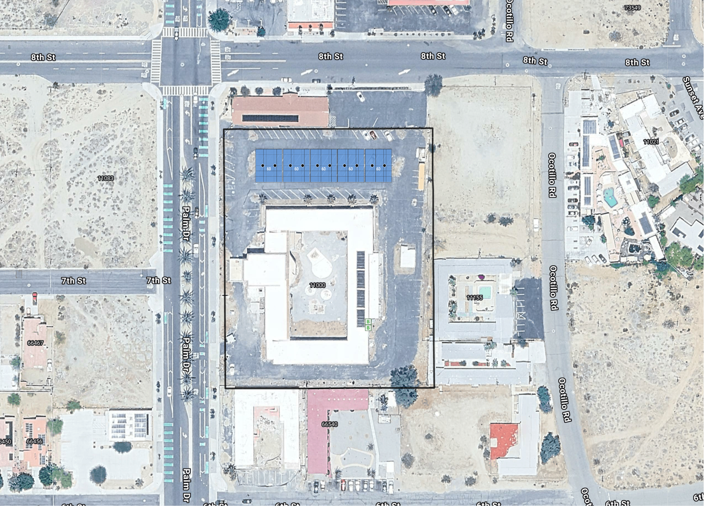 System layout — solar carports at DESERT HOT SPRINGS