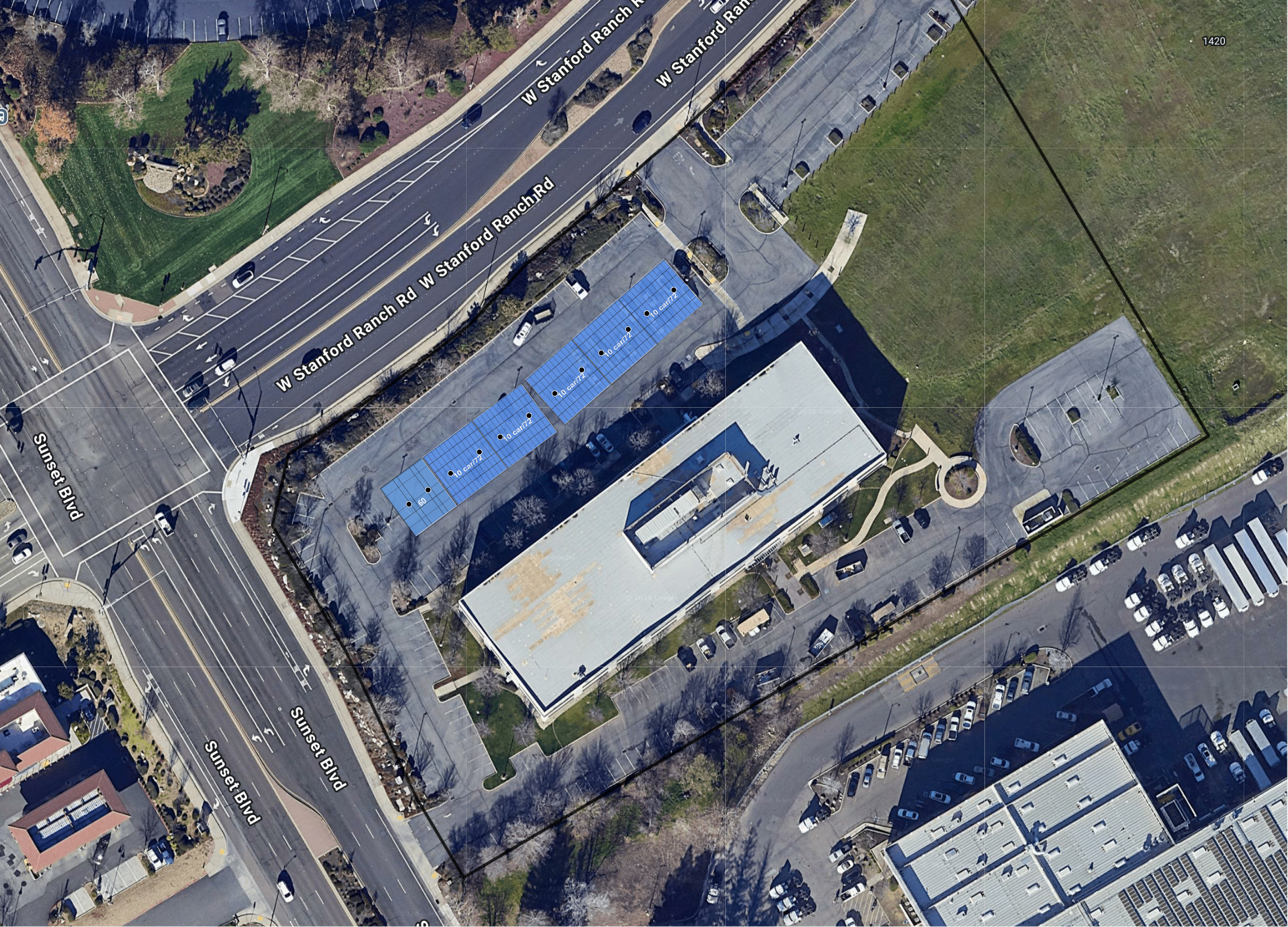 System layout — solar carports at ROCKLIN