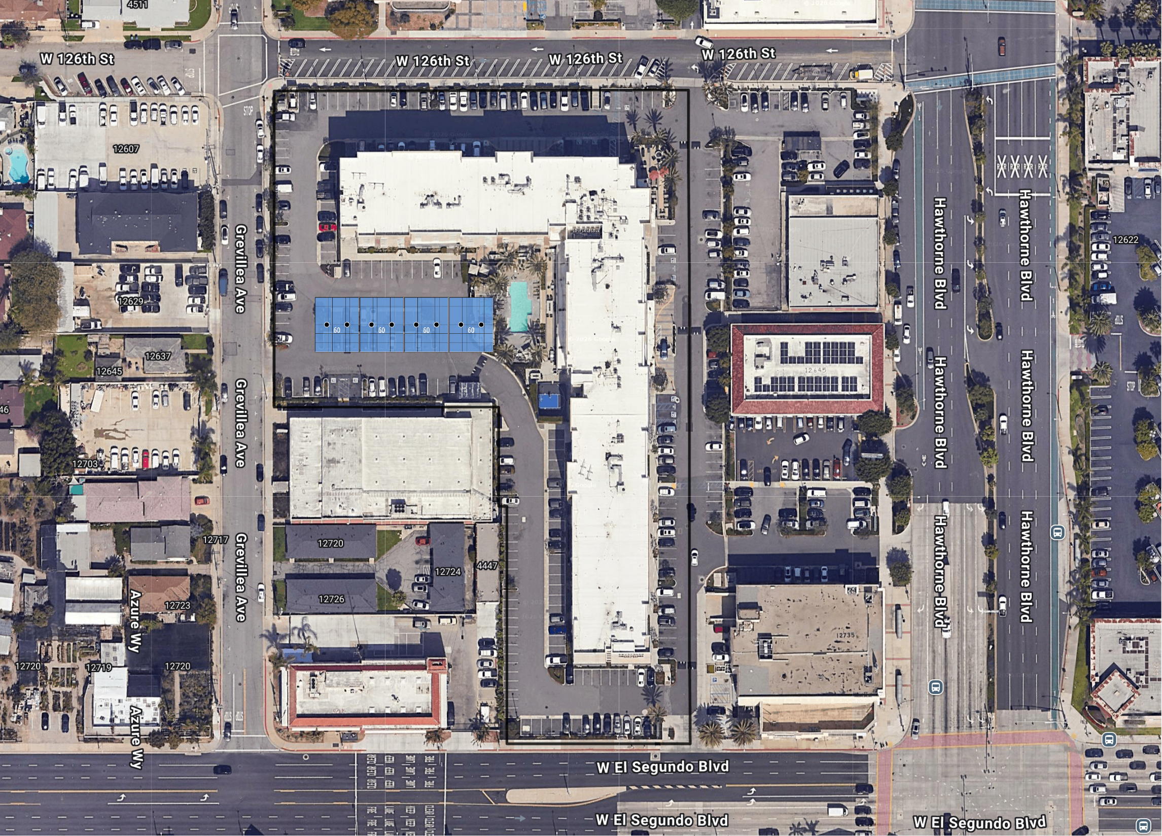 System layout — solar carports at 