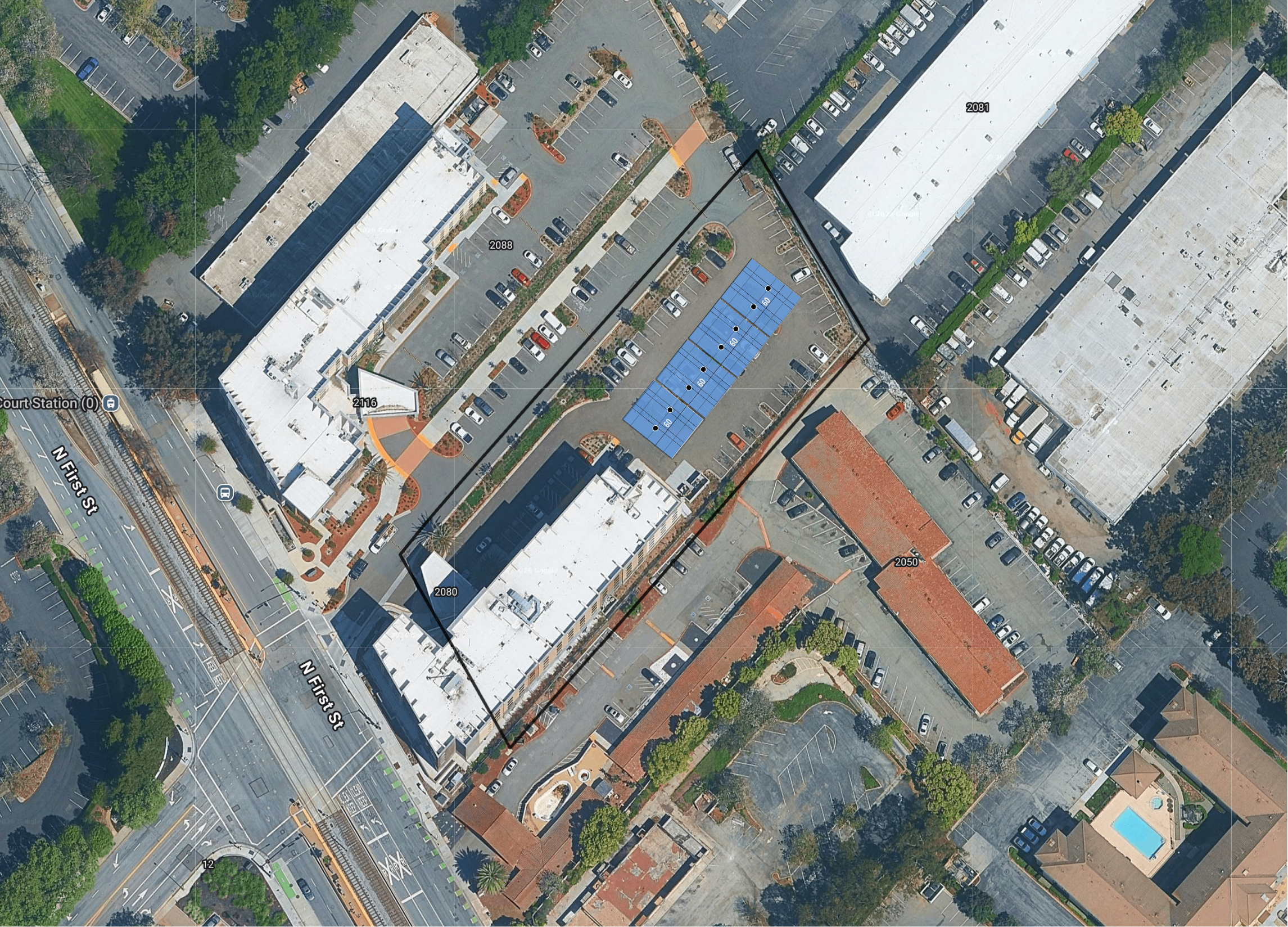 System layout — solar carports at SAN JOSE