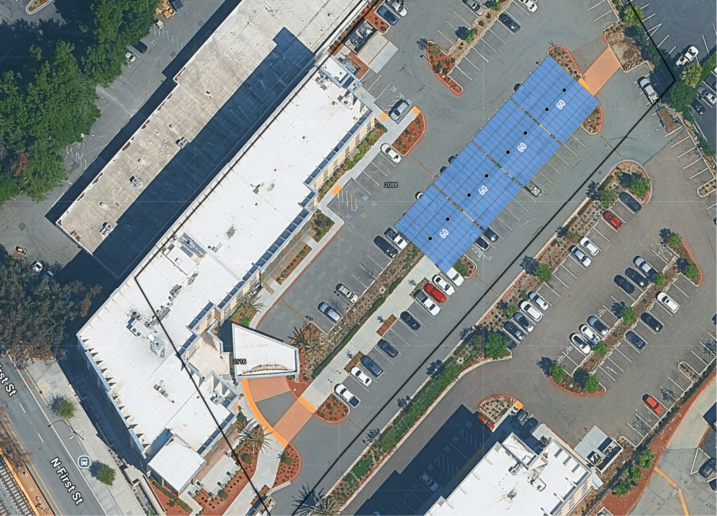 System layout — solar carports at SAN JOSE