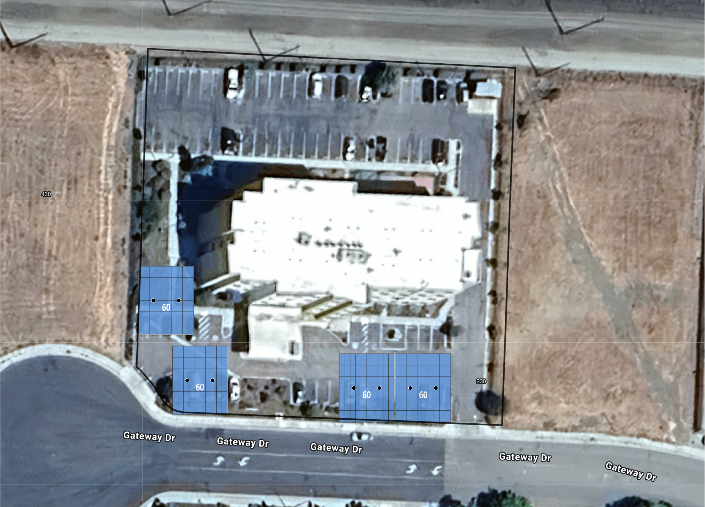 System layout — solar carports at HOLLISTER