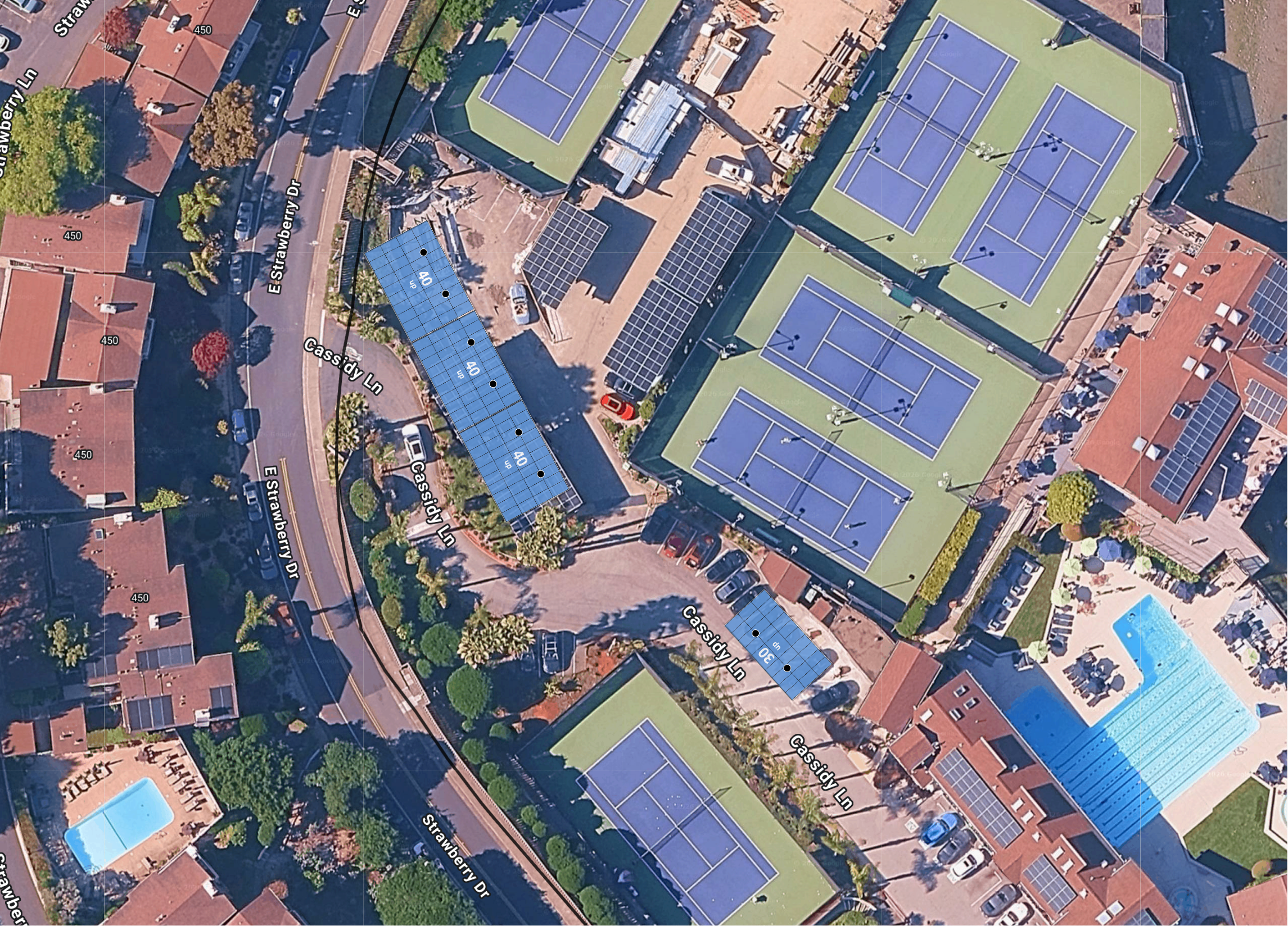 System layout — solar carports at MILL VALLEY