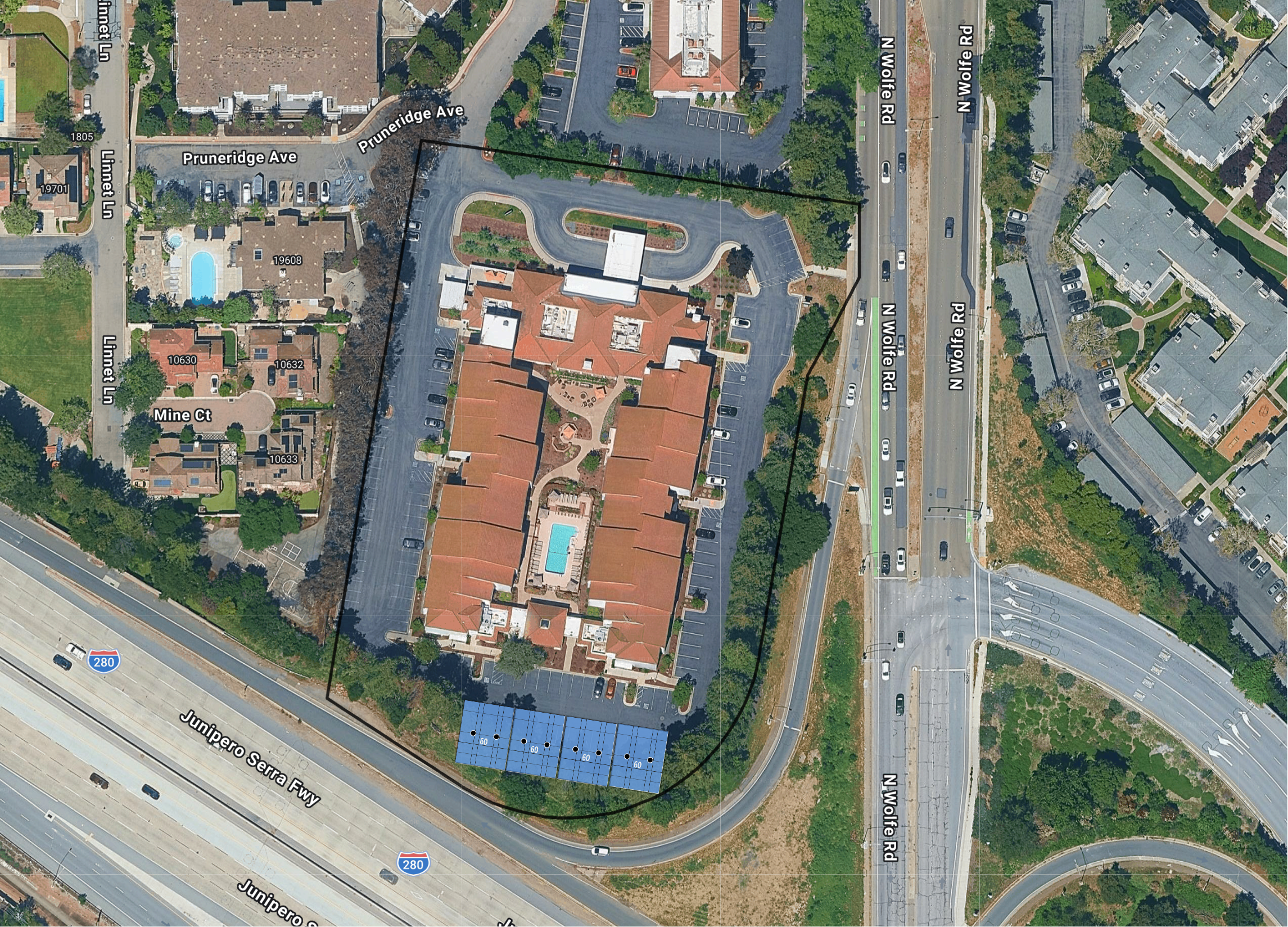 System layout — solar carports at CUPERTINO