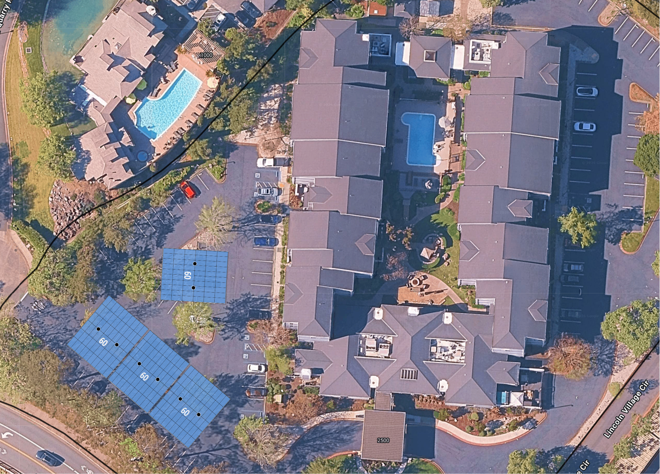 System layout — solar carports at LARKSPUR