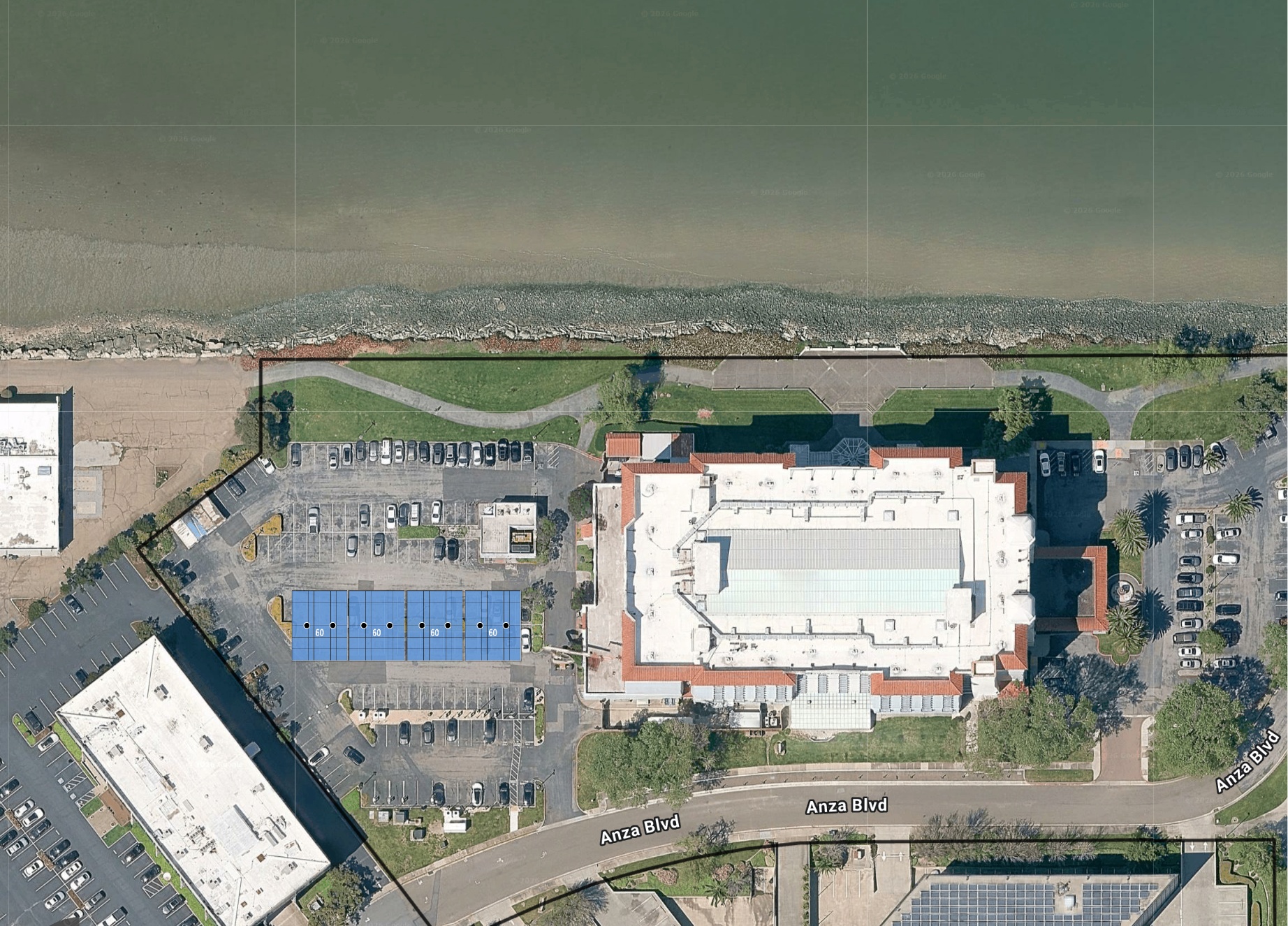 System layout — solar carports at BURLINGAME