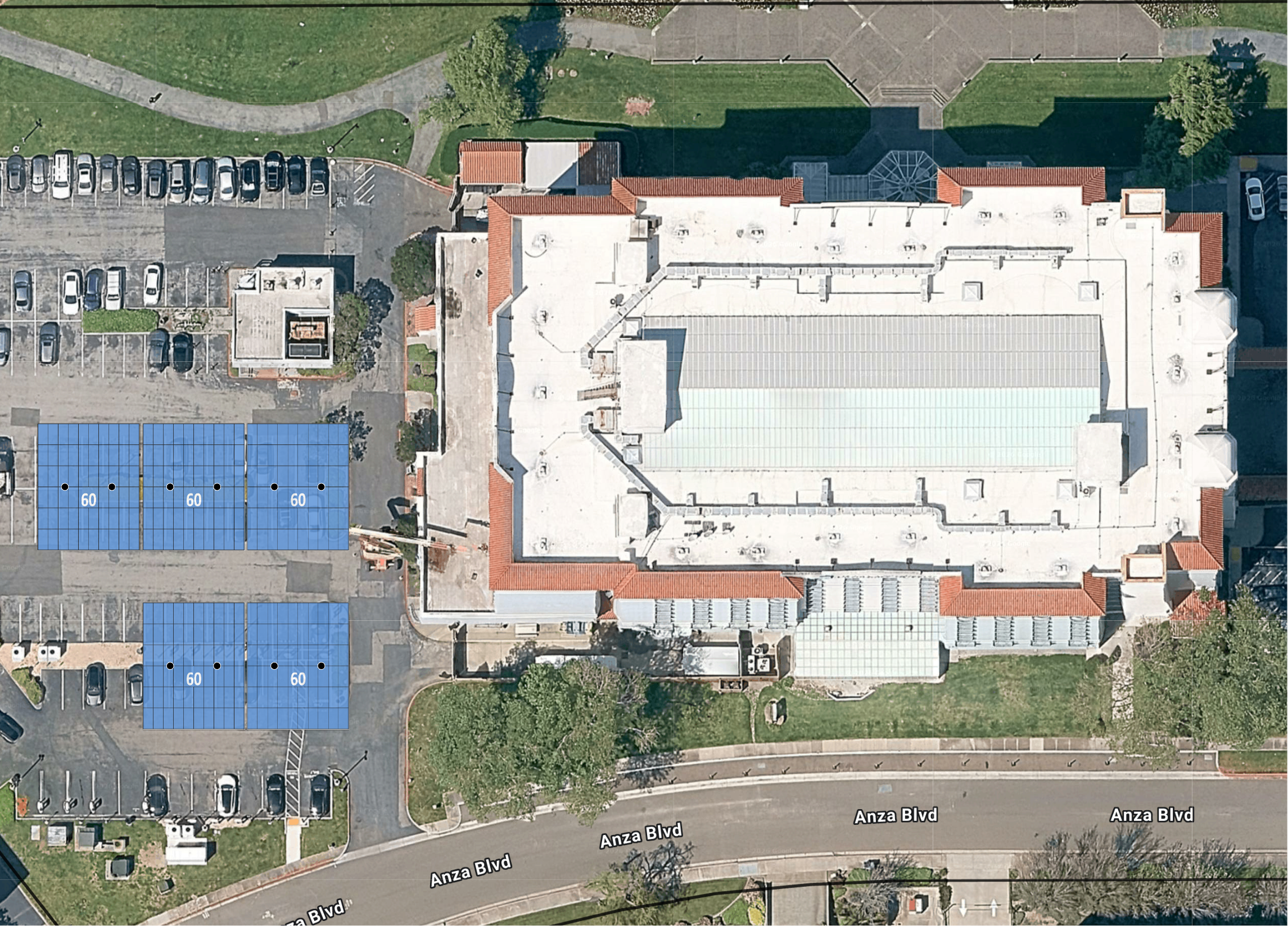 System layout — solar carports at BURLINGAME