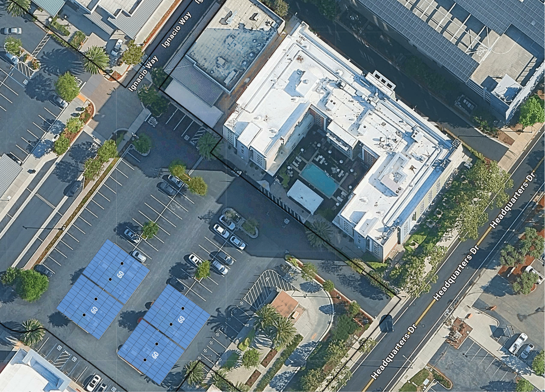 System layout — solar carports at San Jose