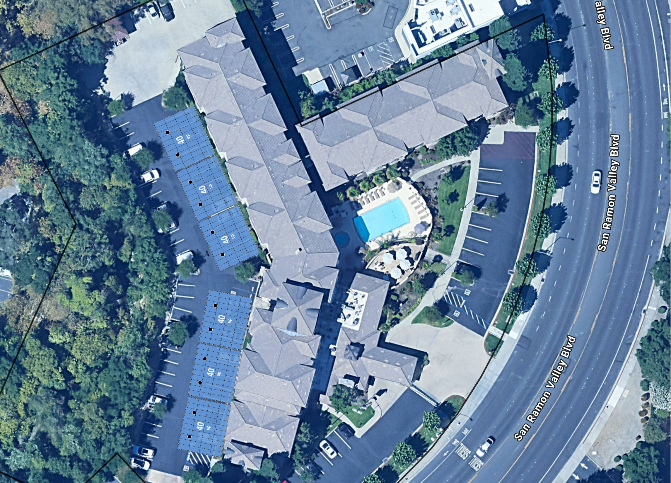 System layout — solar carports at SAN RAMON