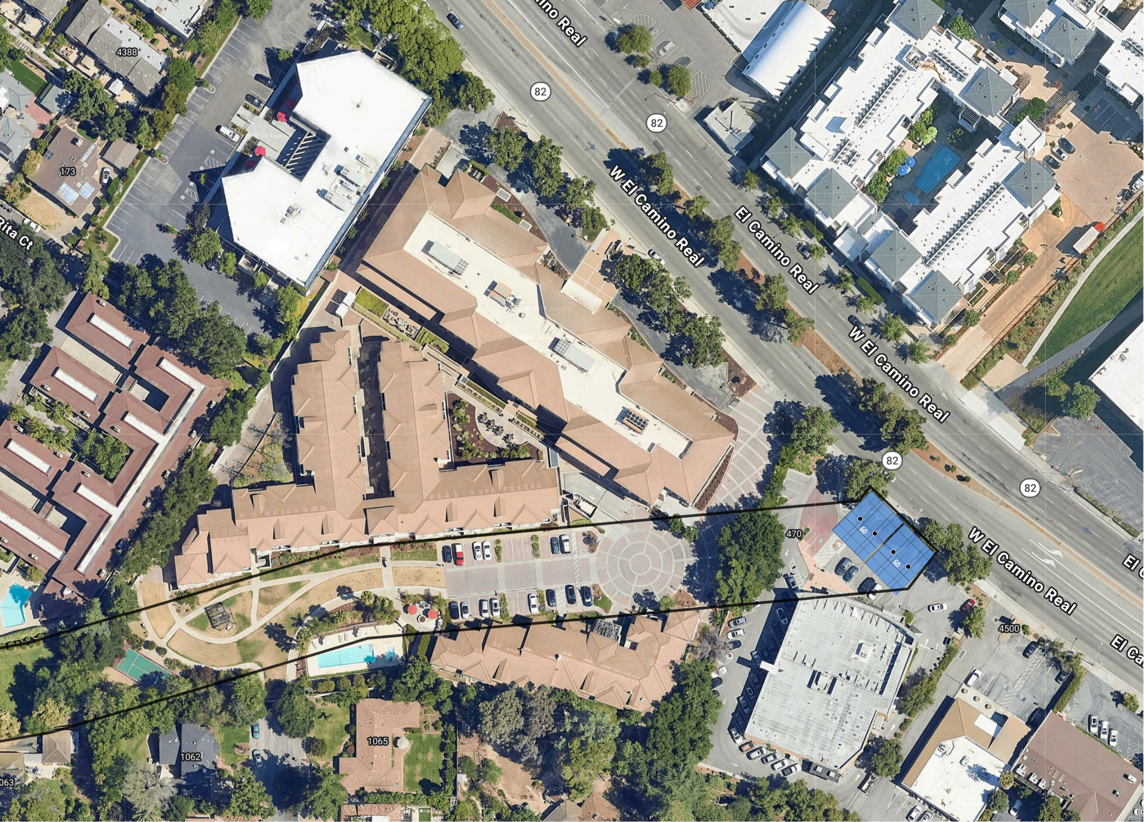 System layout — solar carports at LOS ALTOS