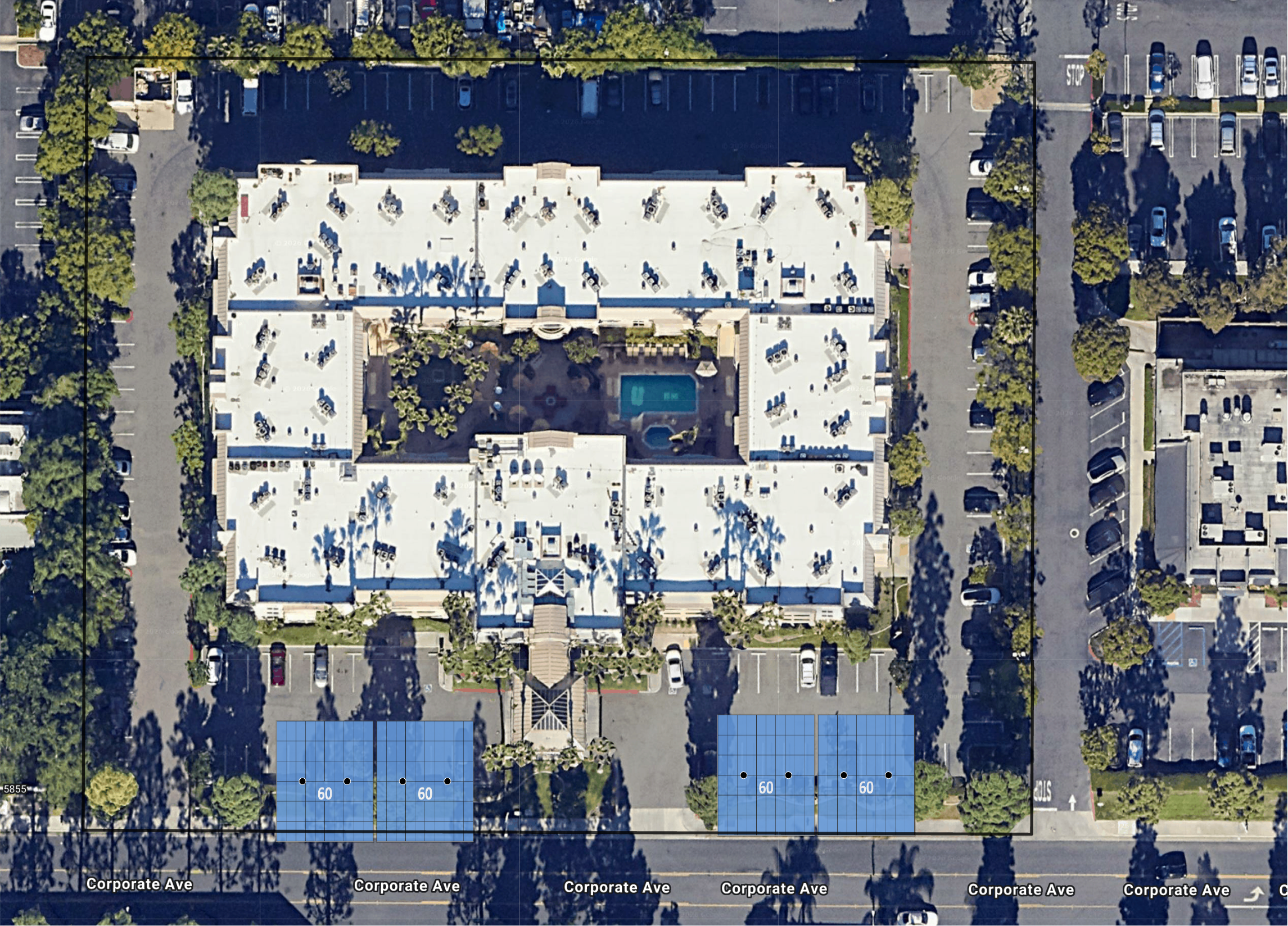 System layout — solar carports at CYPRESS