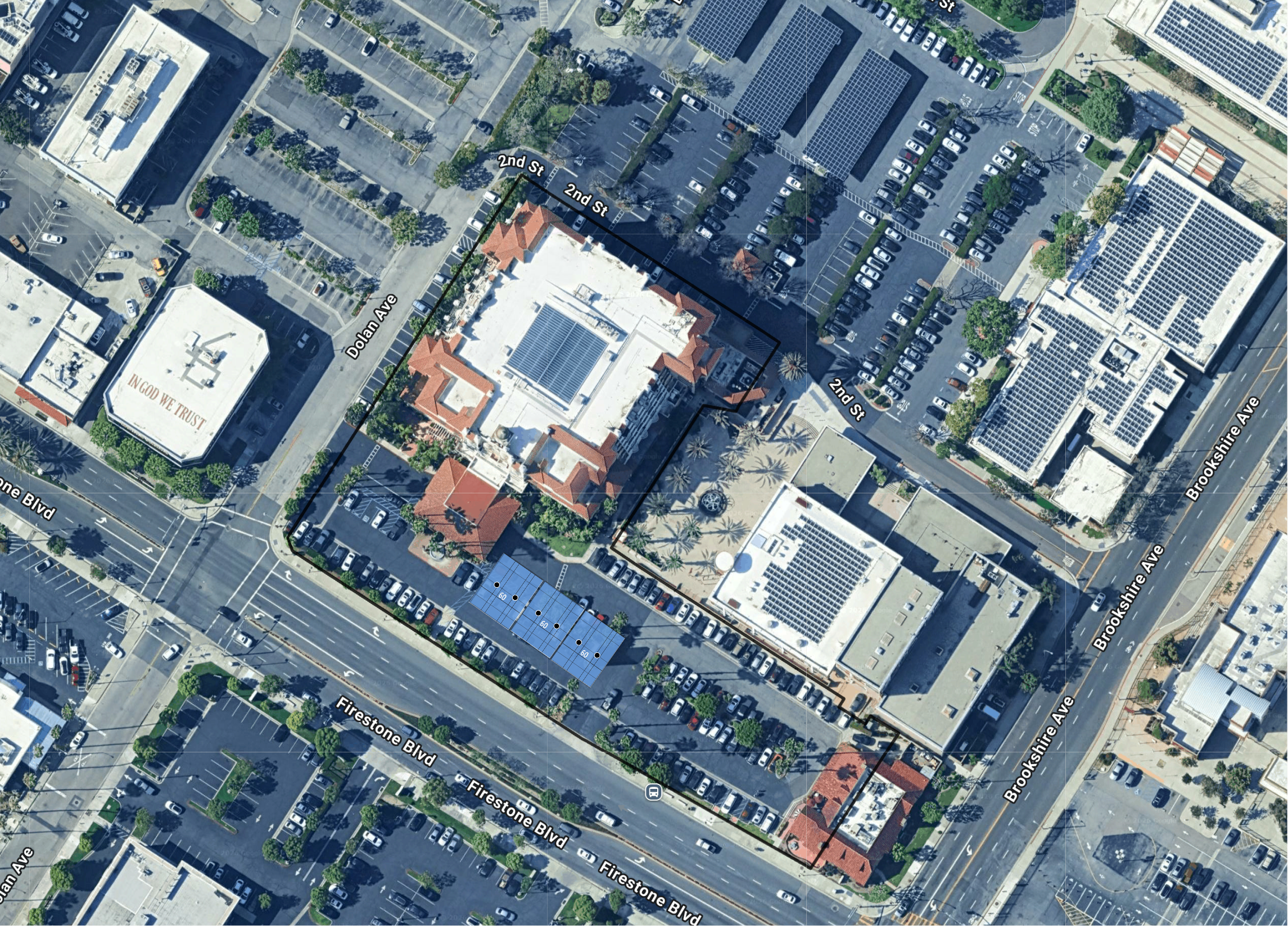 System layout — solar carports at DOWNEY