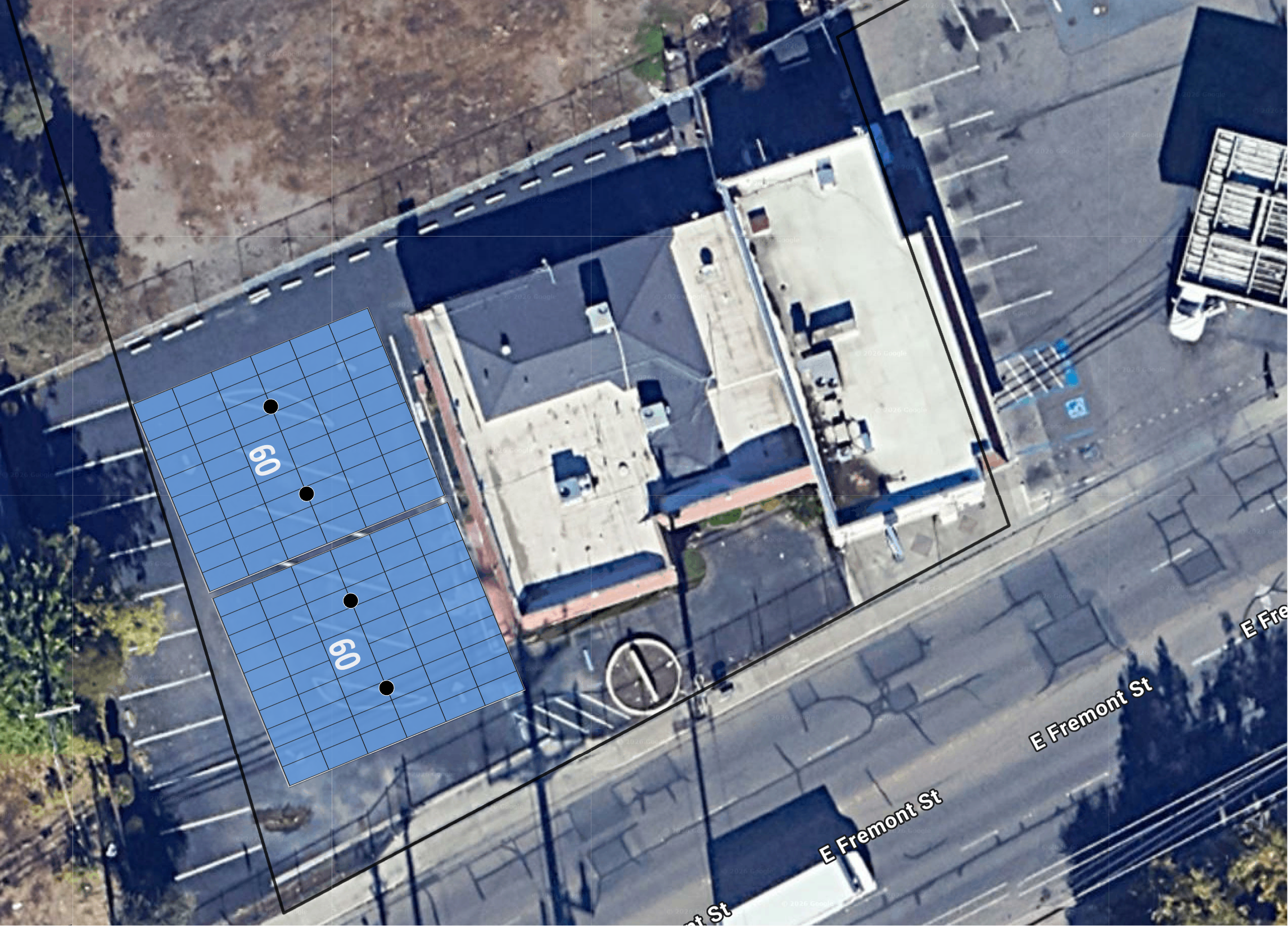 System layout — solar carports at STOCKTON