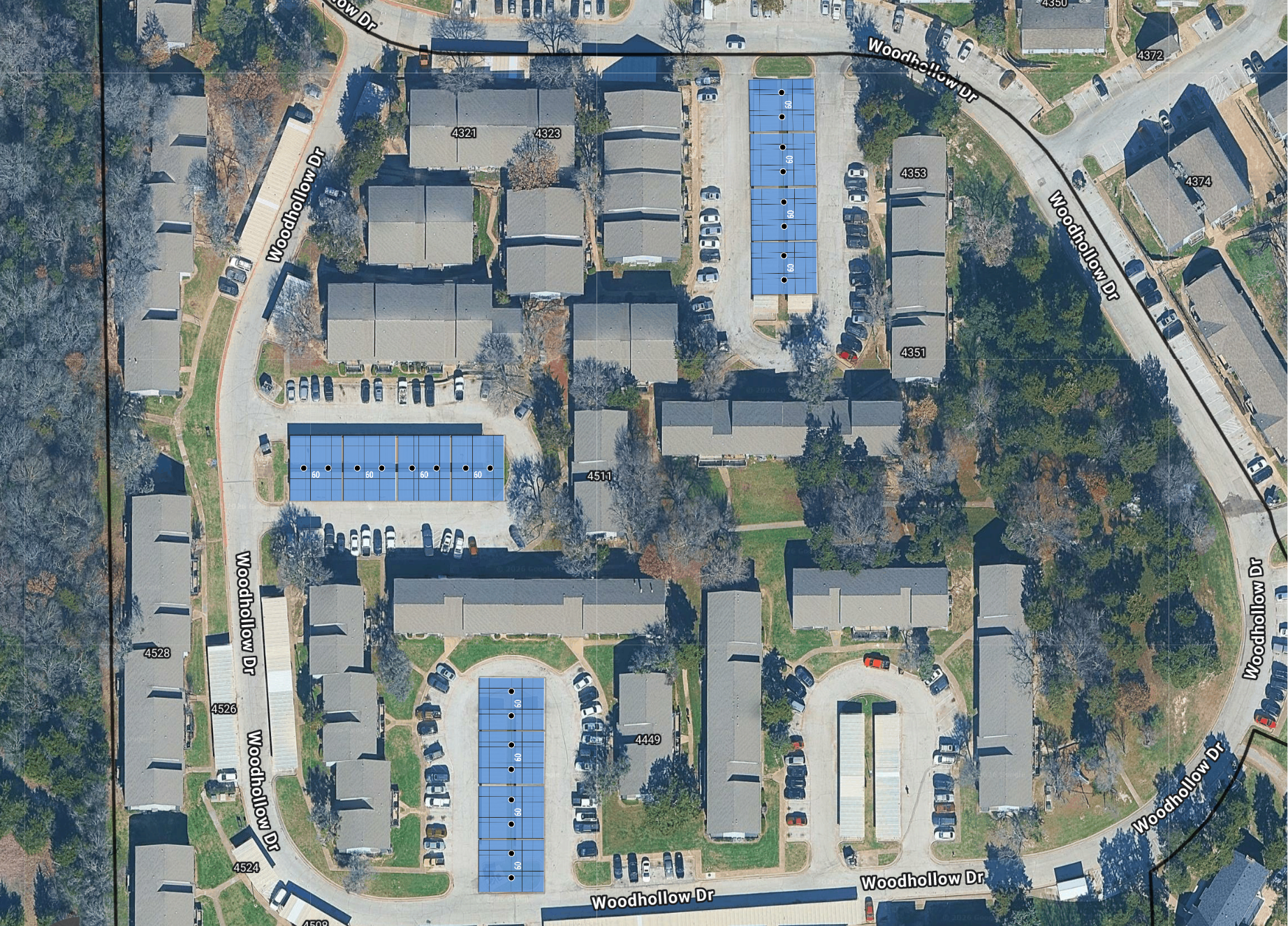 System layout — solar carports at DALLAS