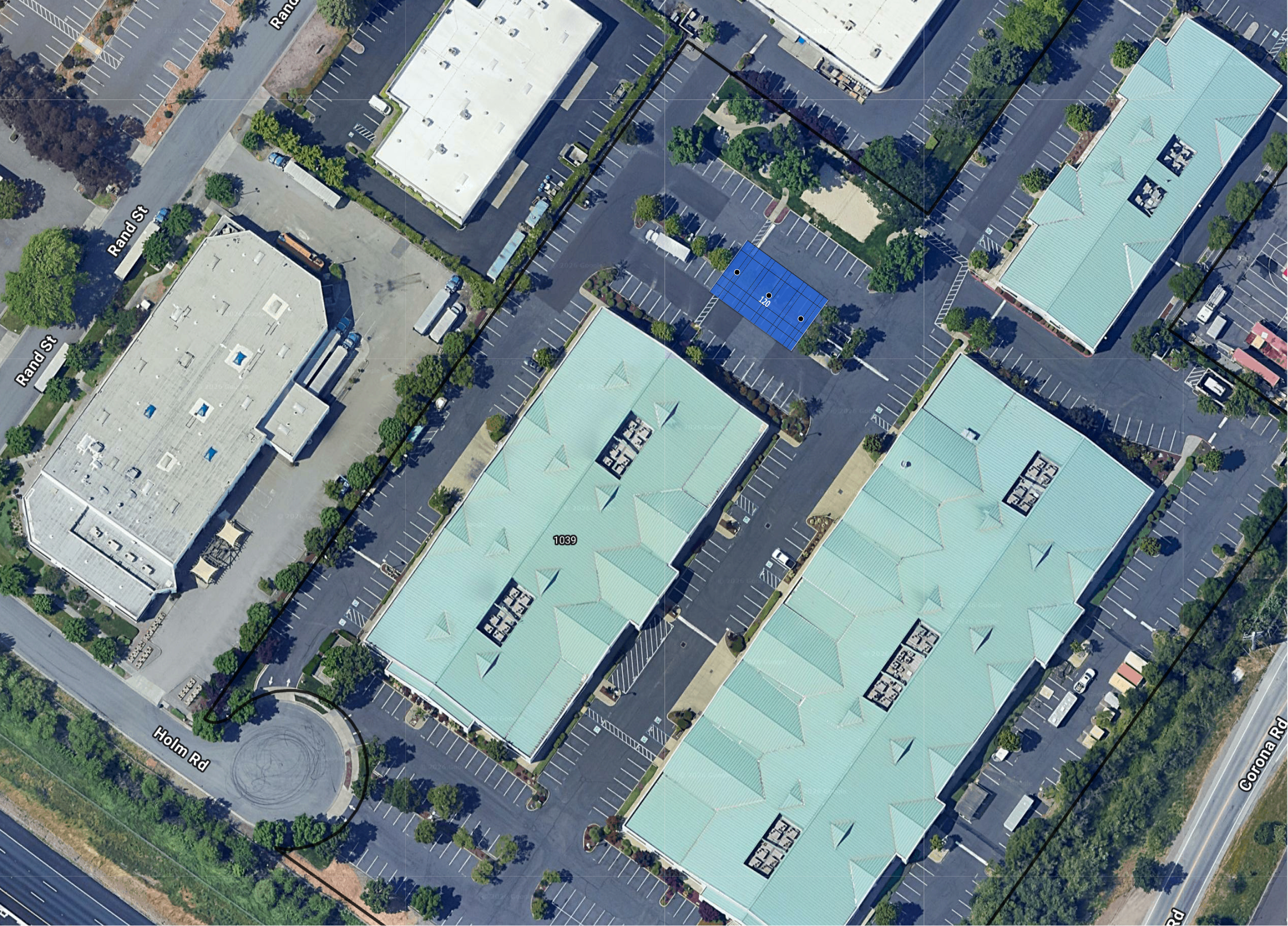 System layout — solar carports at 