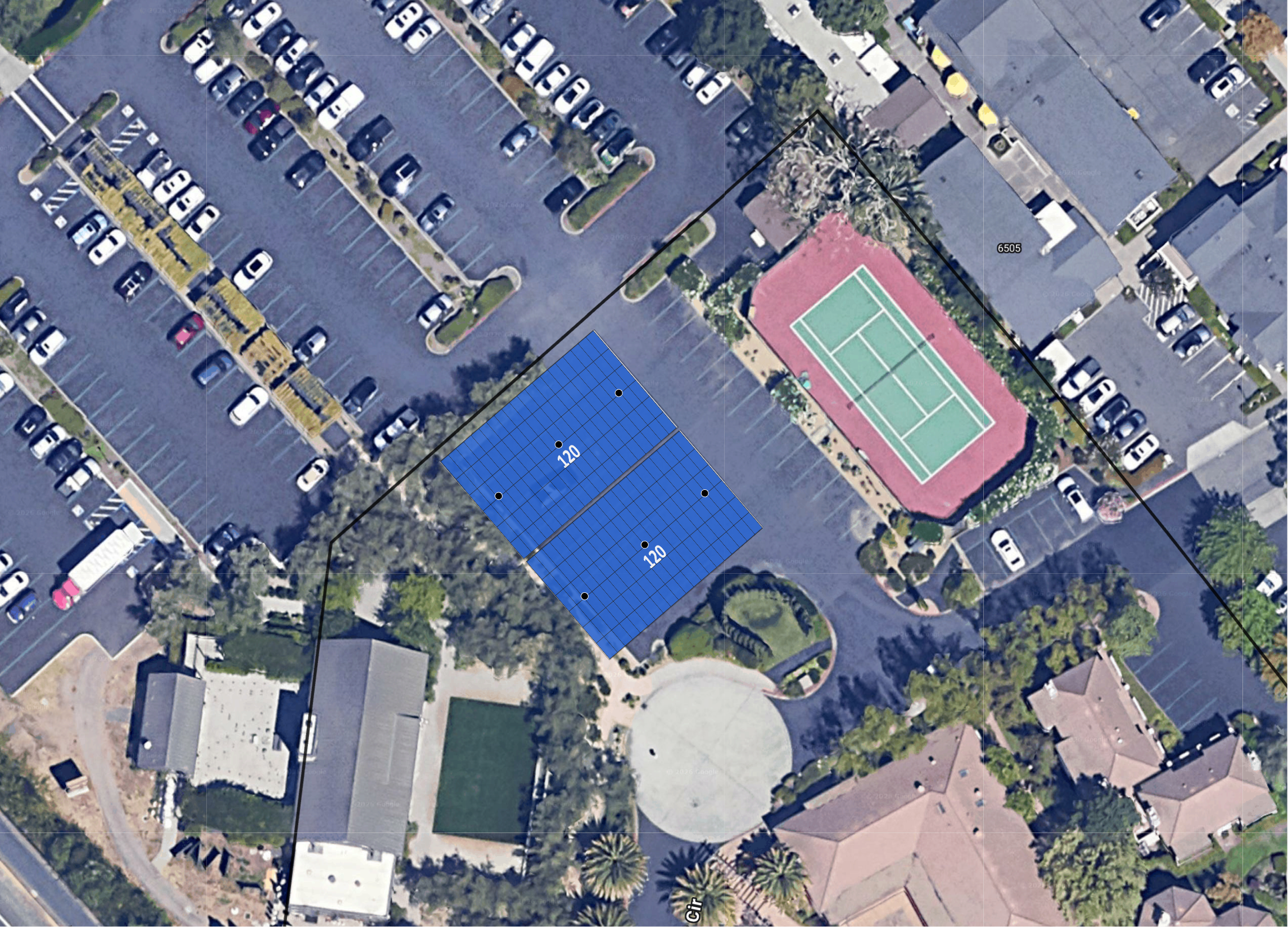 System layout — solar carports at YOUNTVILLE