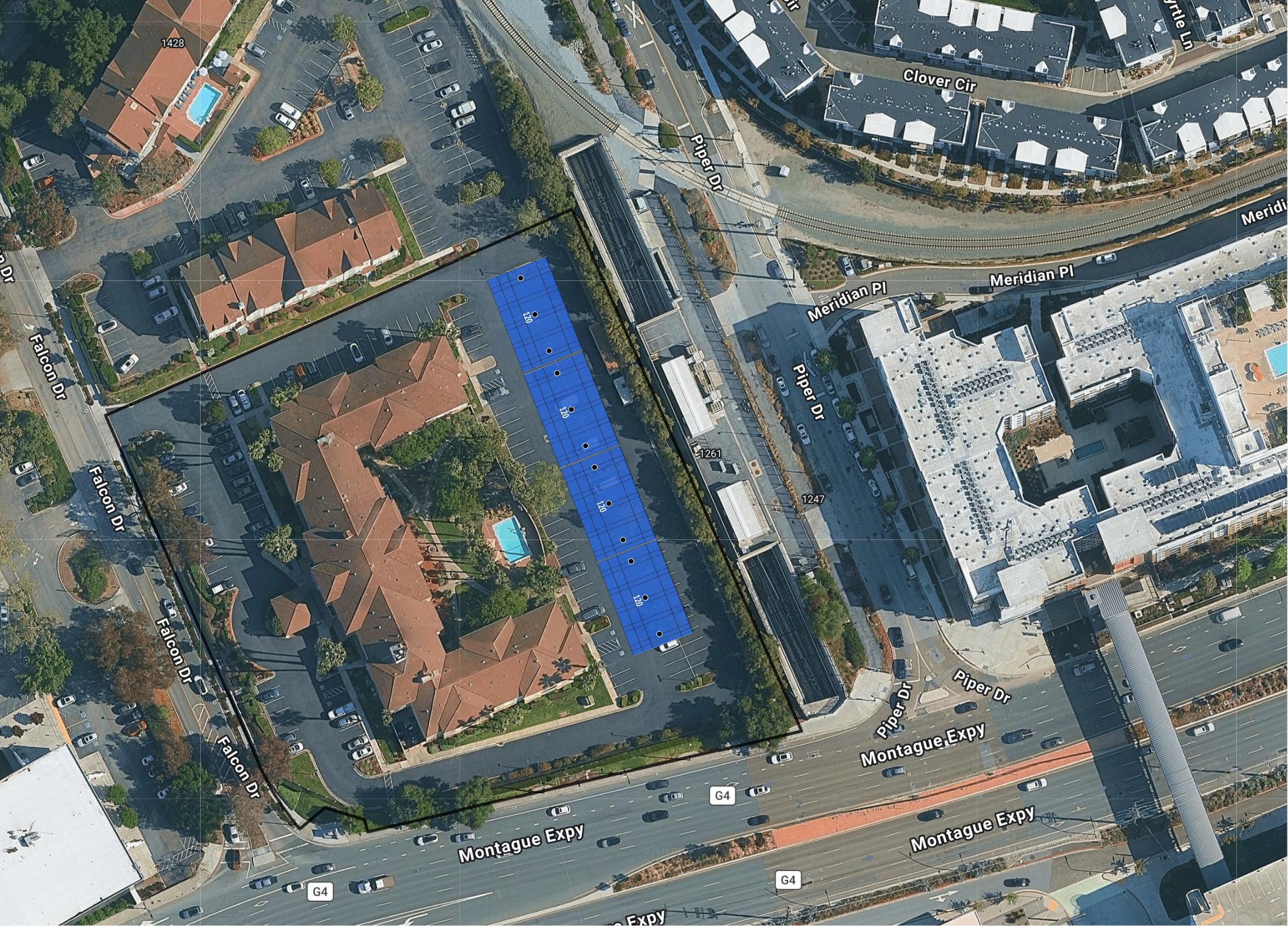 System layout — solar carports at MILPITAS
