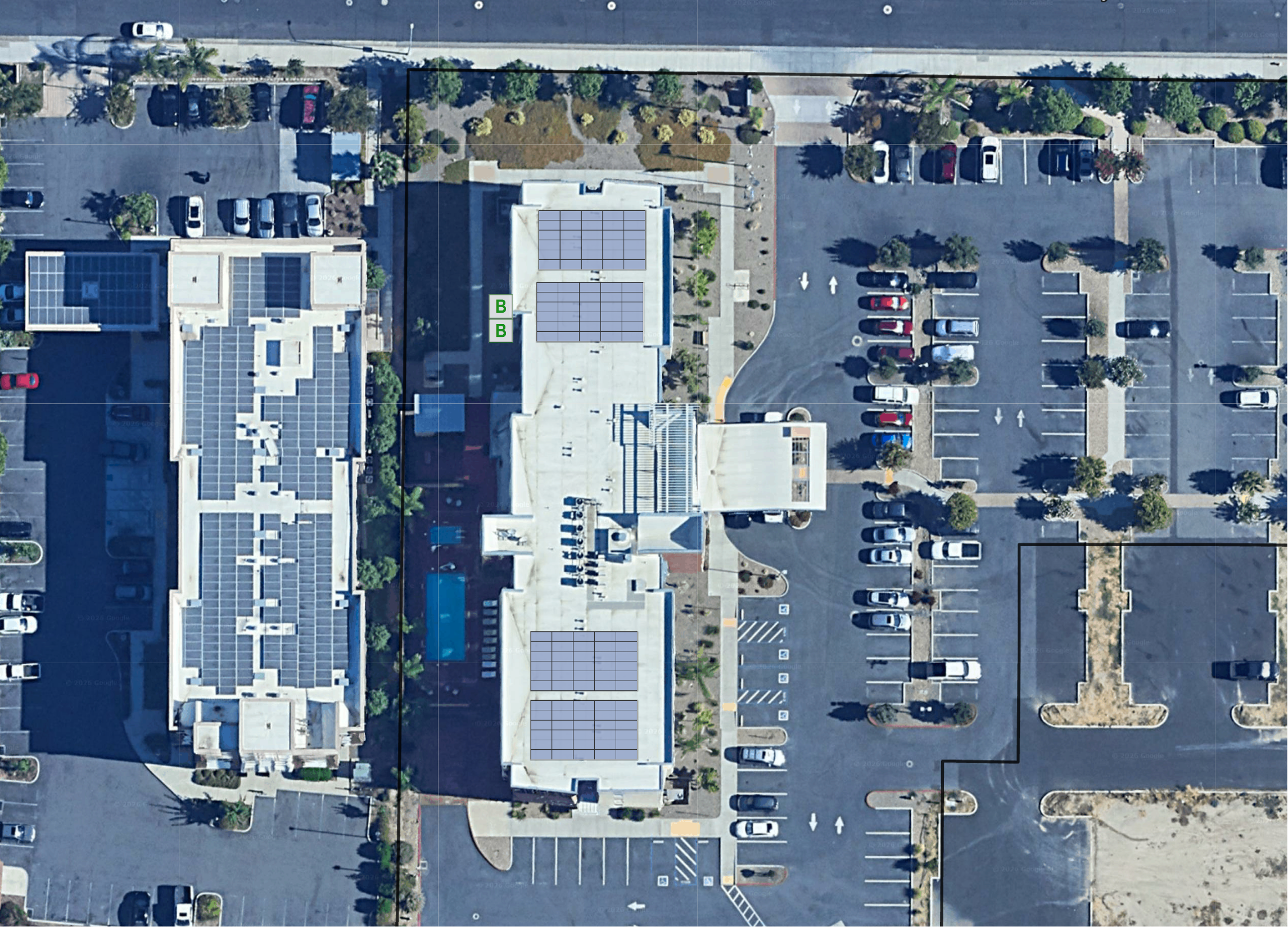 System layout — rooftop arrays at WOODLAND